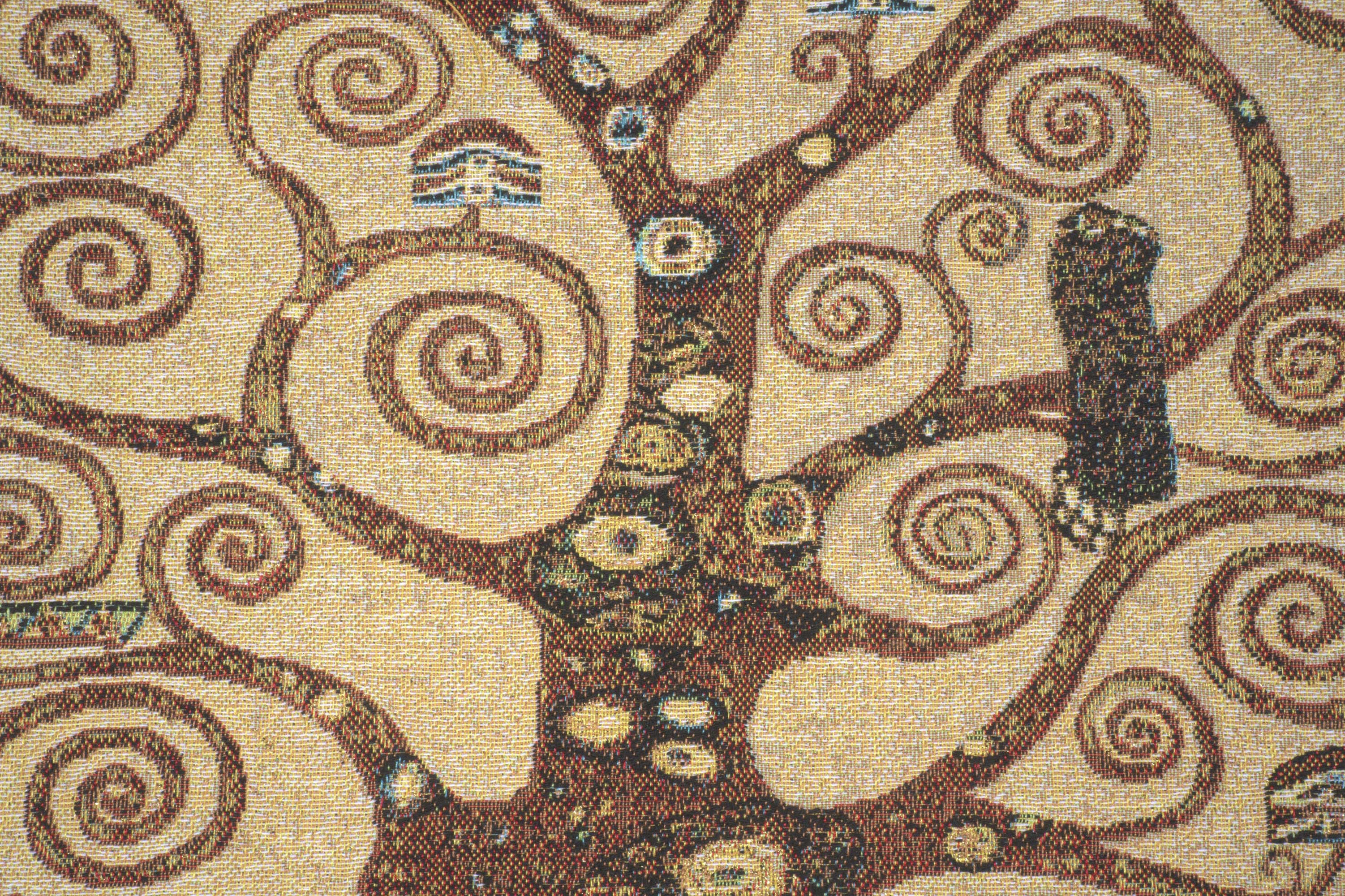 Gustav Klimt Tree of Life B Tapestry Pillow Cover 18x18 Inch Cotton Jacquard Woven Cushion Cover