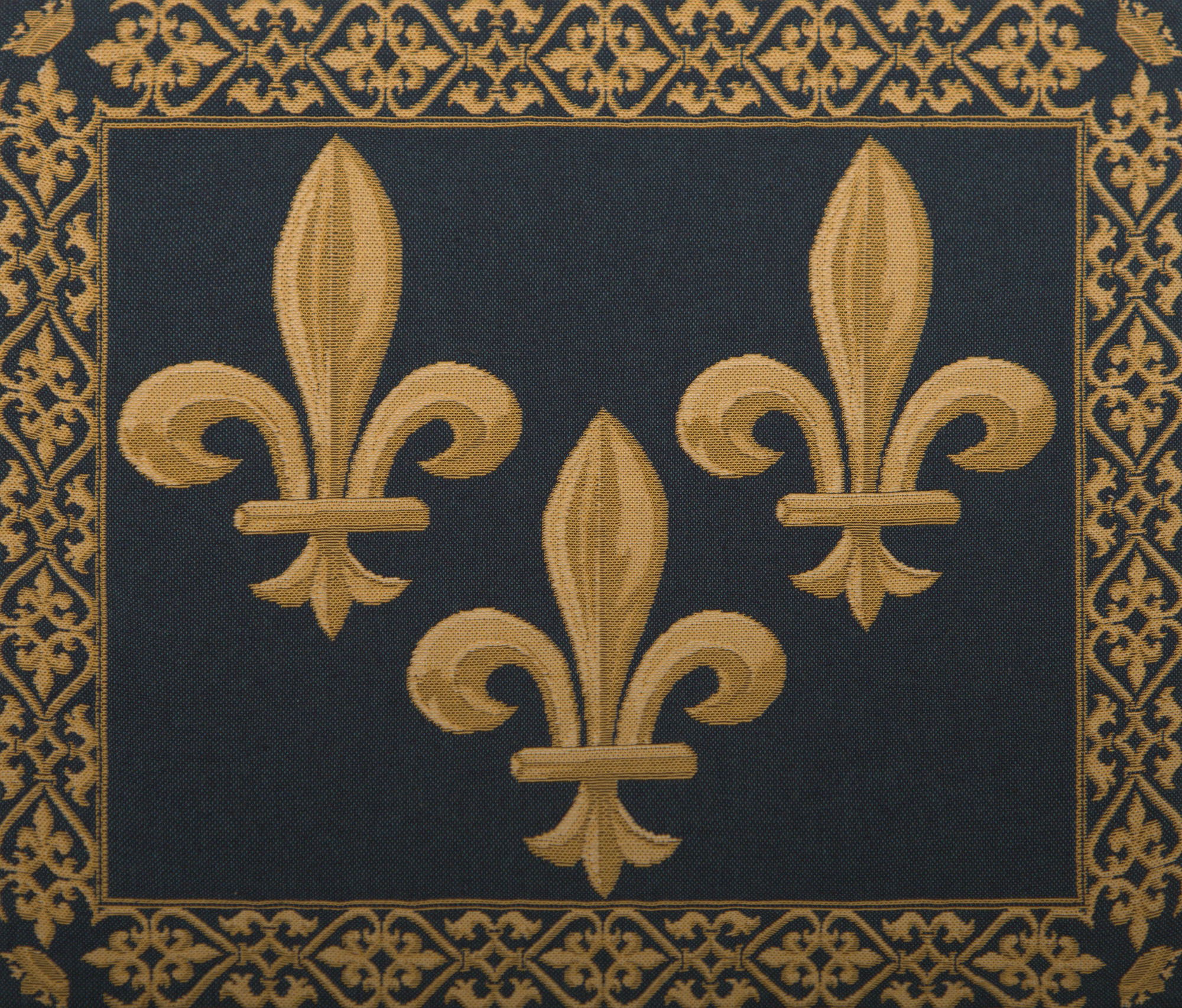 Napoleon Fleur de Lys Blue Tapestry Pillow Cover 18x18 Inch Cotton Jacquard Woven Cushion Cover