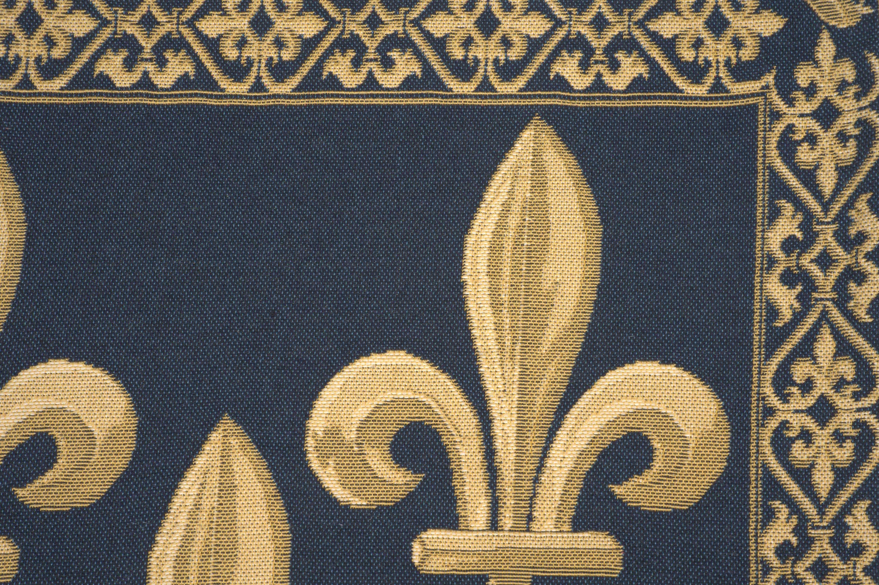 Napoleon Fleur de Lys Blue Tapestry Pillow Cover 18x18 Inch Cotton Jacquard Woven Cushion Cover