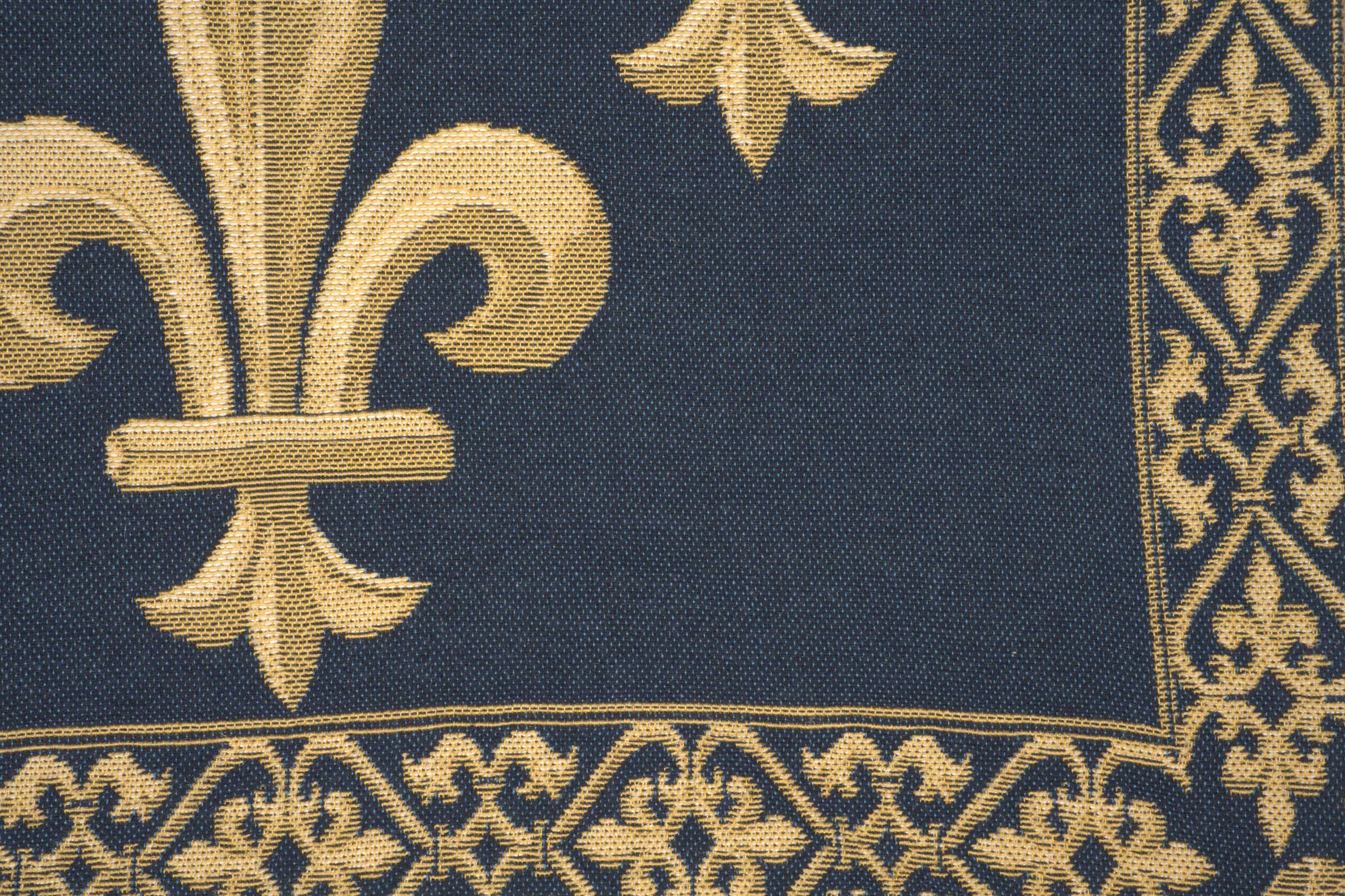Napoleon Fleur de Lys Blue Tapestry Pillow Cover 18x18 Inch Cotton Jacquard Woven Cushion Cover