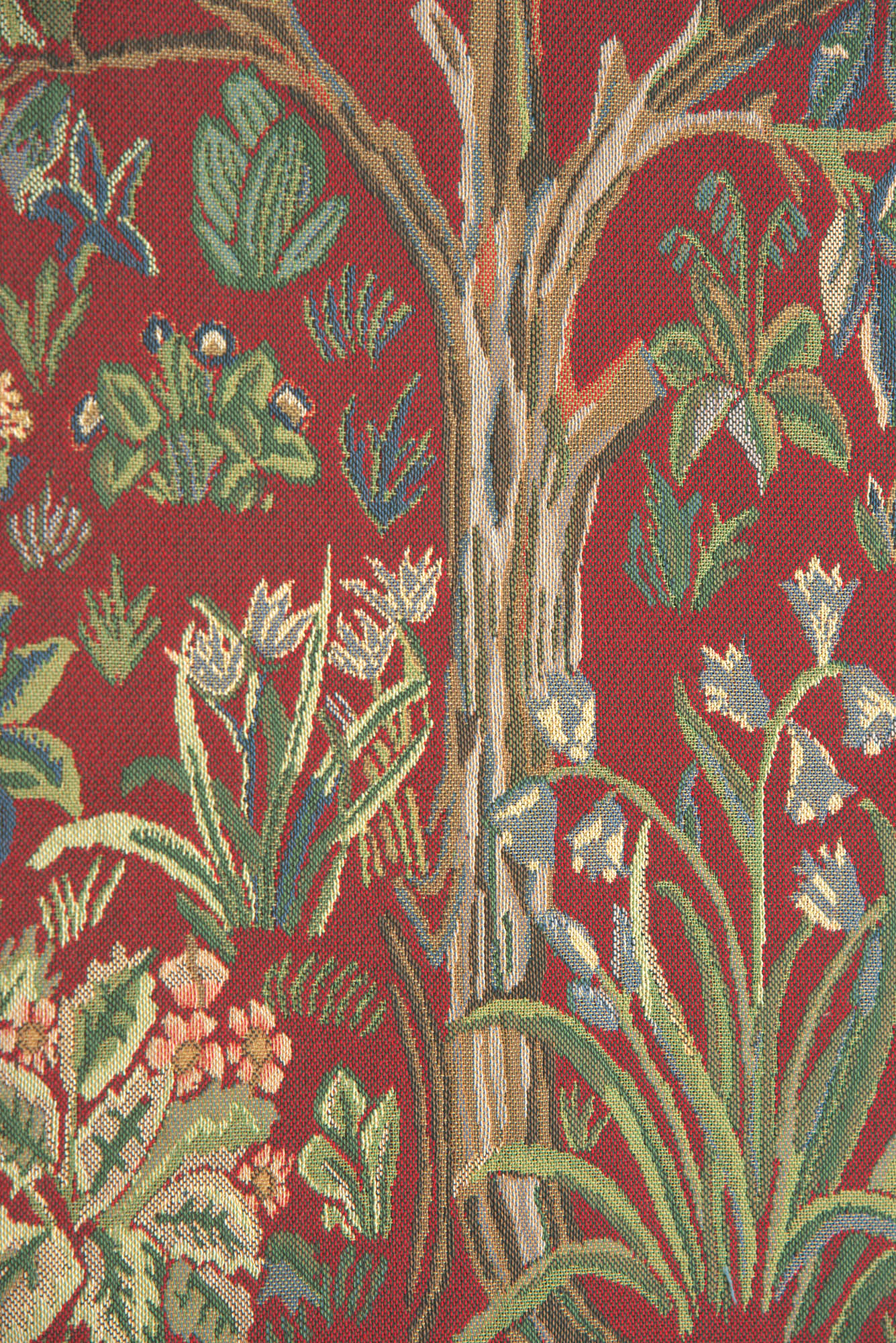 William Morris Tree of Life Portiere Red Tapestry Wall Hanging 70 x 24 in
