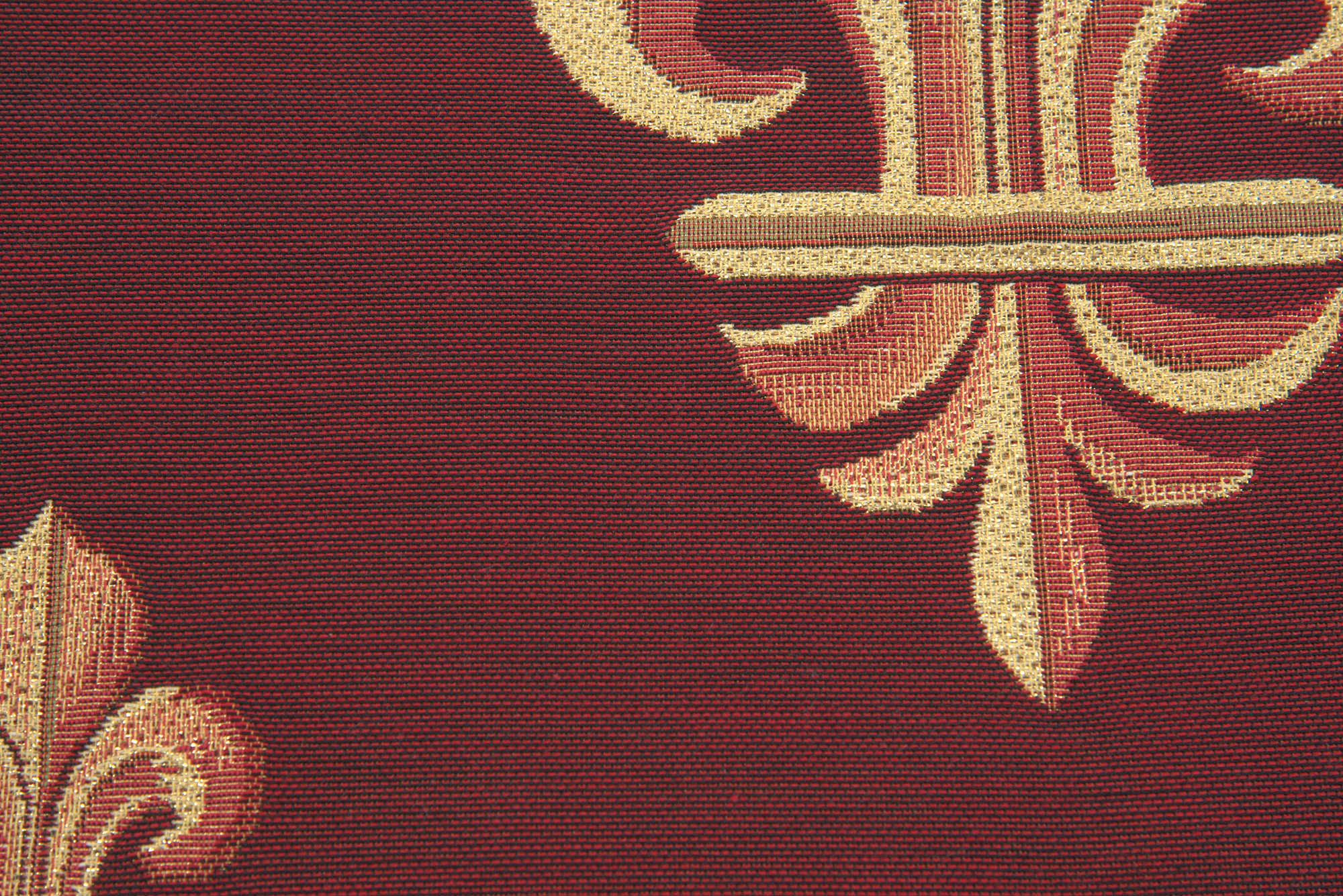 French Five Fleur de Lys Red Tapestry Pillow Cover 19x19 Inch Cotton Jacquard Woven Cushion Cover