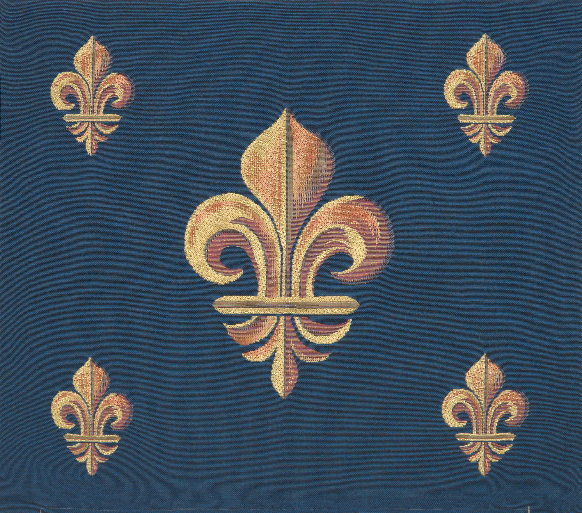 French Five Fleur de Lys Blue Tapestry Pillow Cover 19x19 Inch Cotton Jacquard Woven Cushion Cover