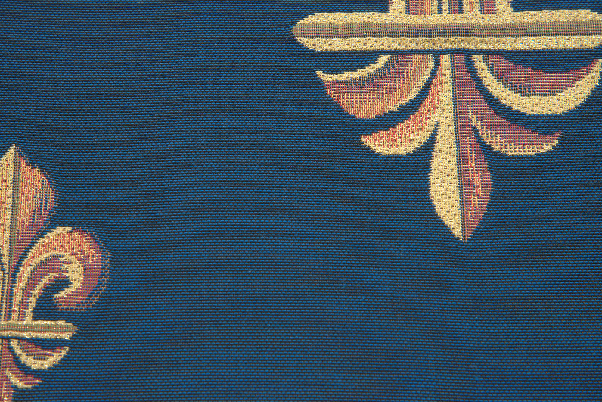 French Five Fleur de Lys Blue Tapestry Pillow Cover 19x19 Inch Cotton Jacquard Woven Cushion Cover