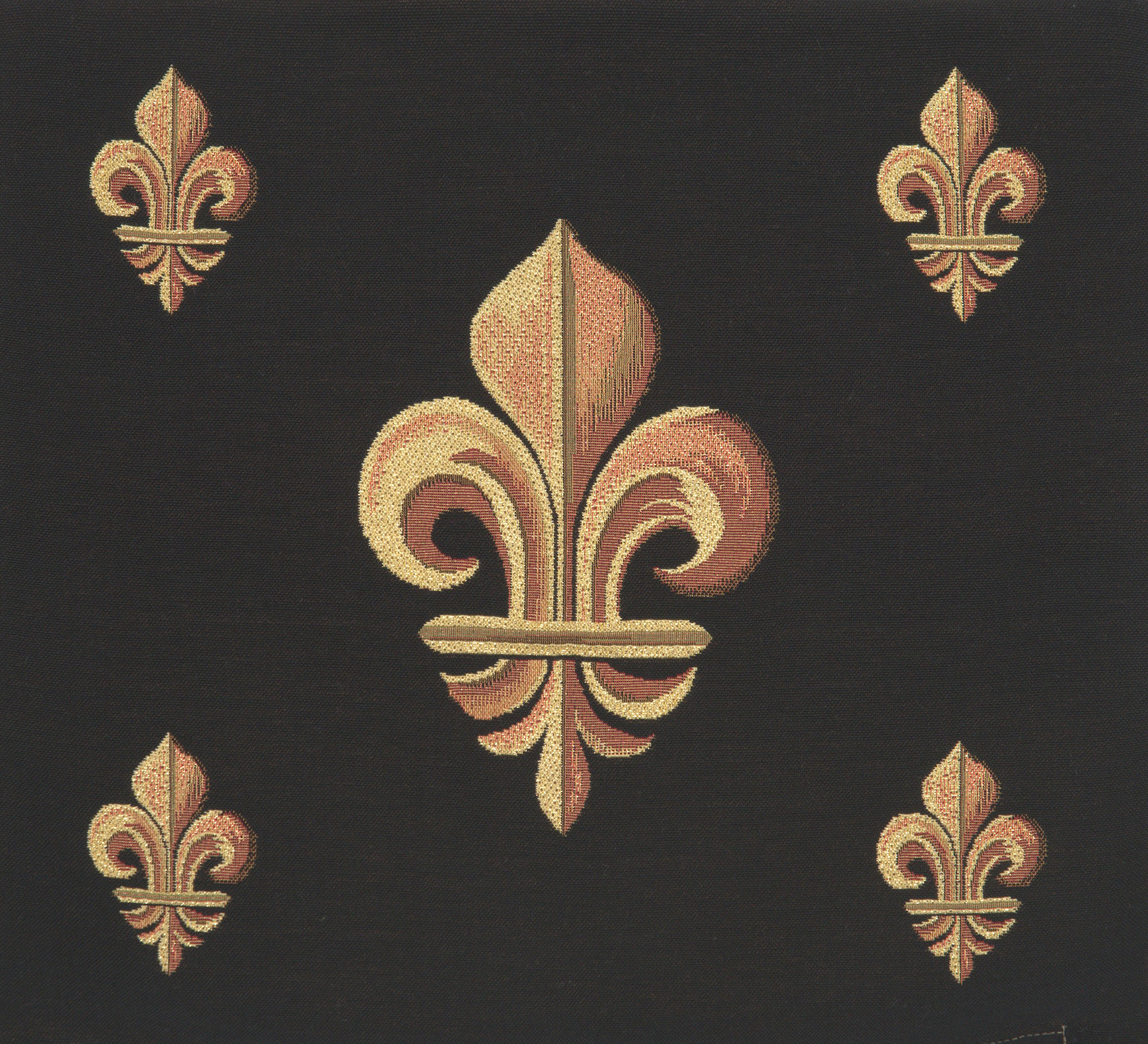 French Five Fleur de Lys Black Tapestry Pillow Cover 19x19 Inch Cotton Jacquard Woven Cushion Cover