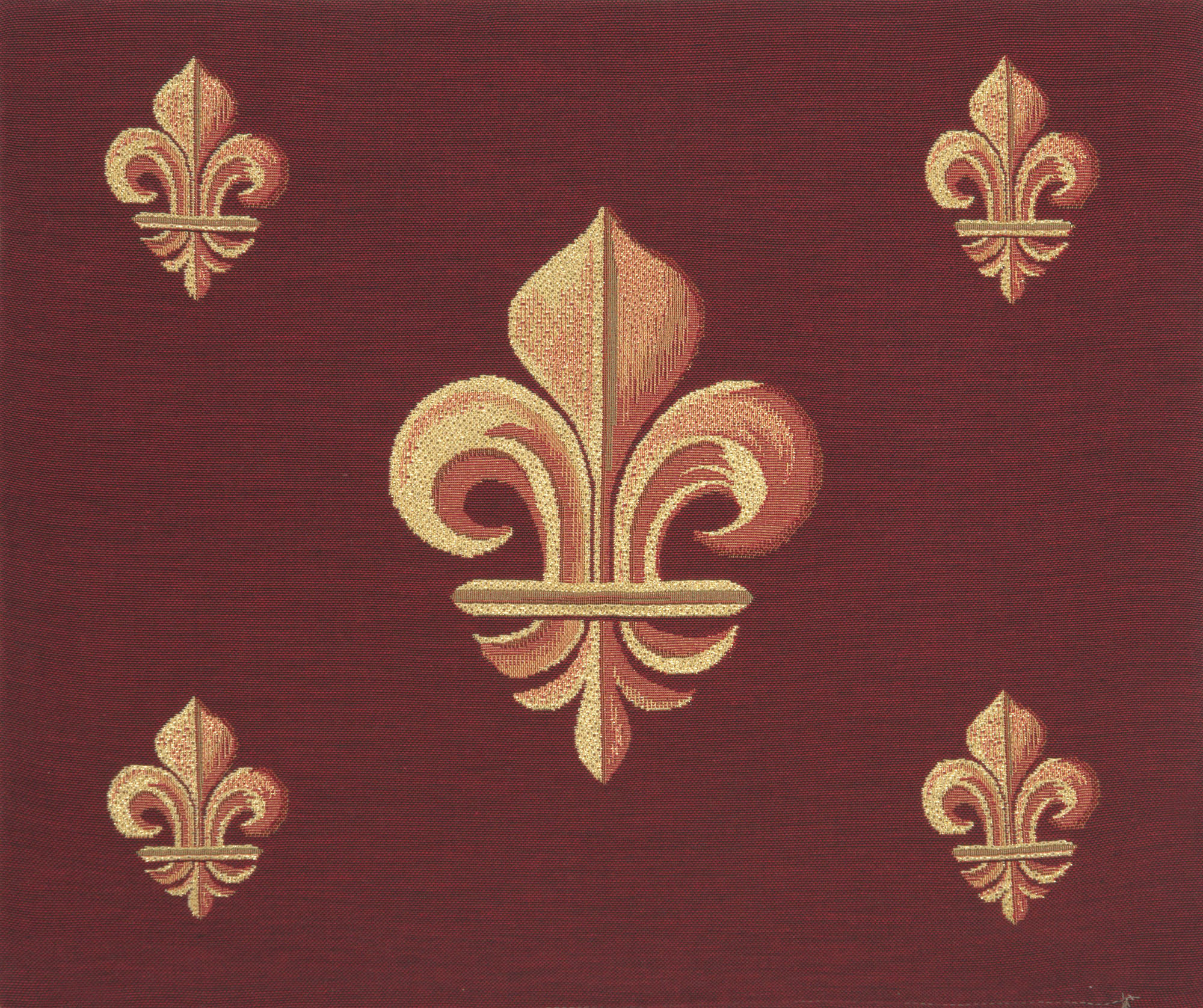 French Framed Fleur de Lys Red Tapestry Pillow Cover 19x19 Inch Cotton Jacquard Woven Cushion Cover