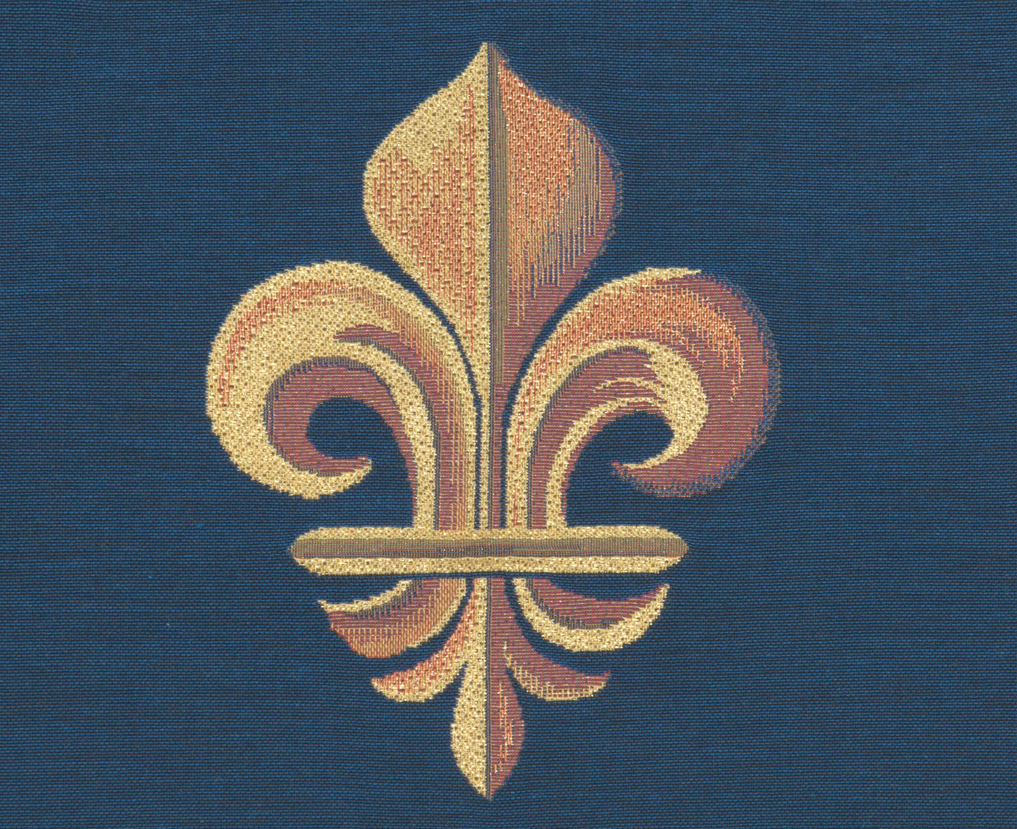 French Framed Fleur de Lys Blue Tapestry Pillow Cover 19x19 Inch Cotton Jacquard Woven Cushion Cover