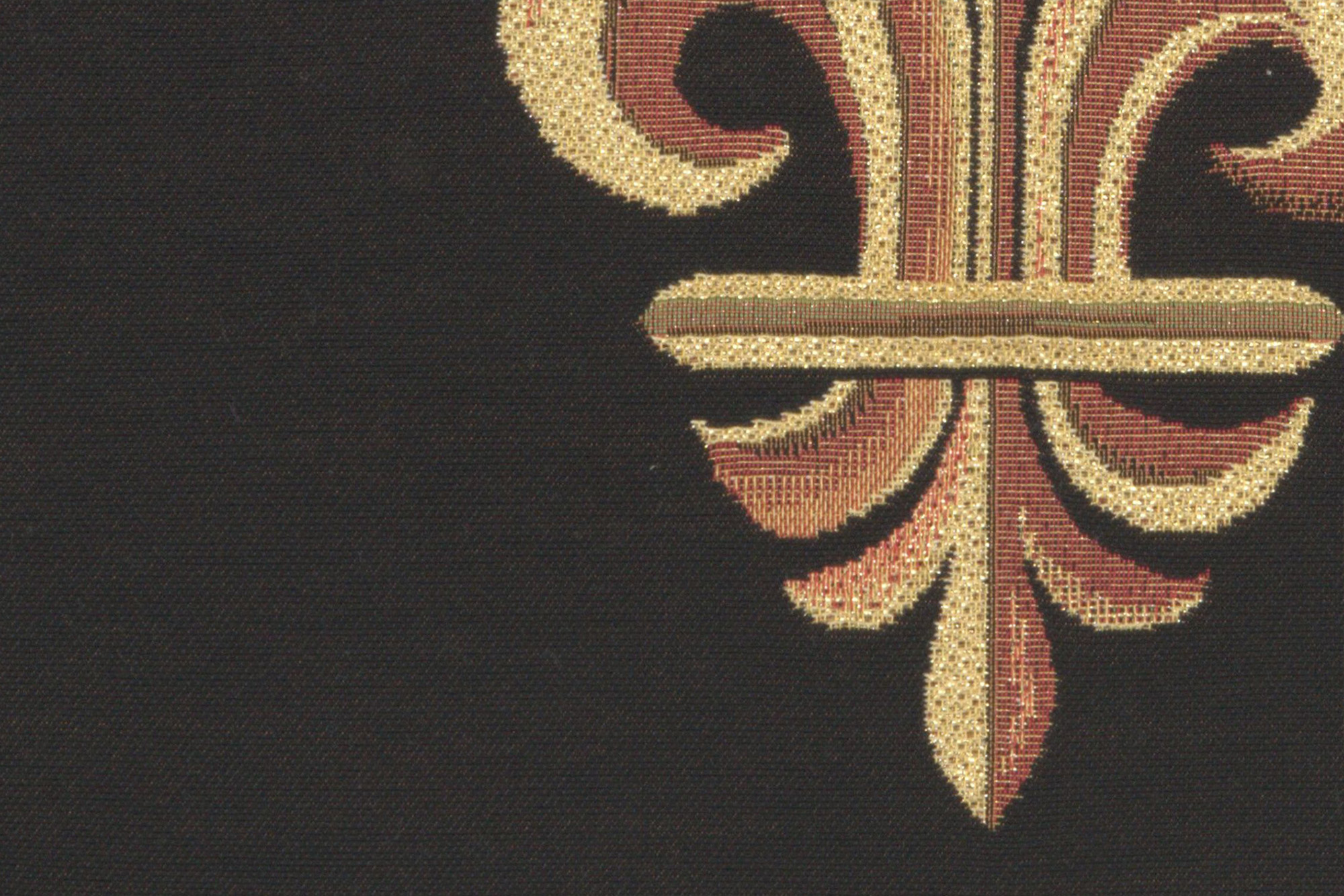 French Framed Fleur de Lys Black Tapestry Pillow Cover 19x19 Inch Cotton Jacquard Woven Cushion Cover