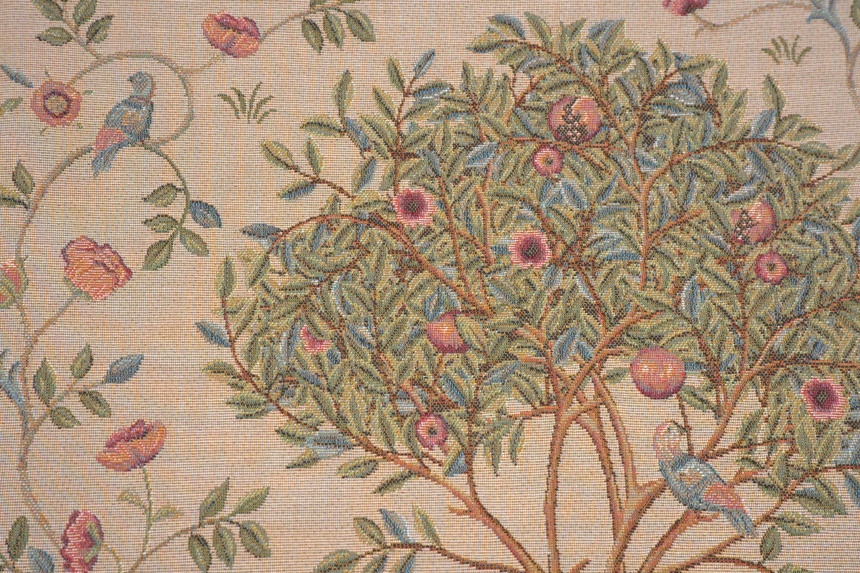 Kelmscott Tree Beige French Tapestry Pillow Cover 19x19 Inch Cotton Jacquard Woven Cushion Cover