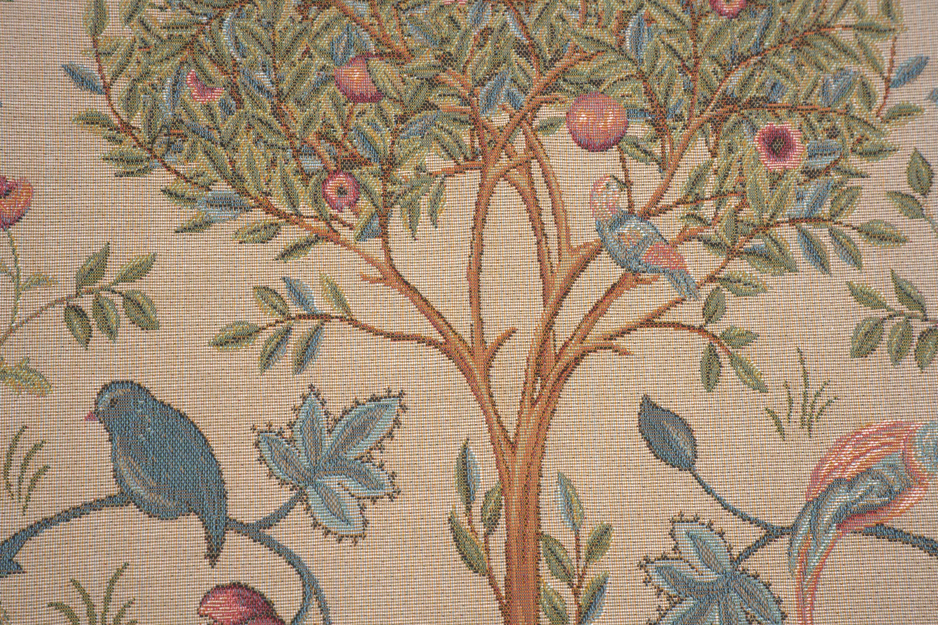 Kelmscott Tree Beige French Tapestry Pillow Cover 19x19 Inch Cotton Jacquard Woven Cushion Cover