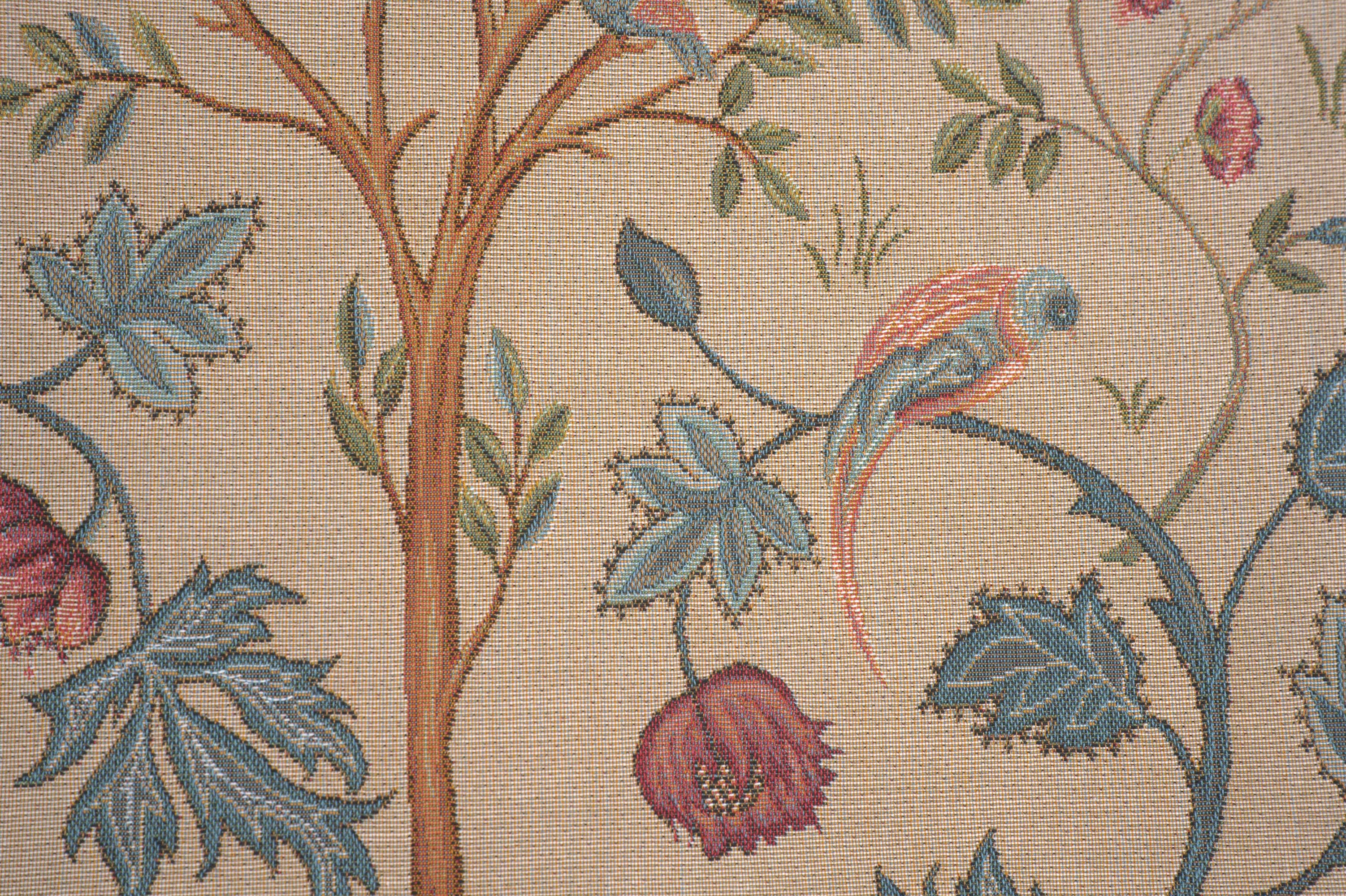 Kelmscott Tree Beige French Tapestry Pillow Cover 19x19 Inch Cotton Jacquard Woven Cushion Cover