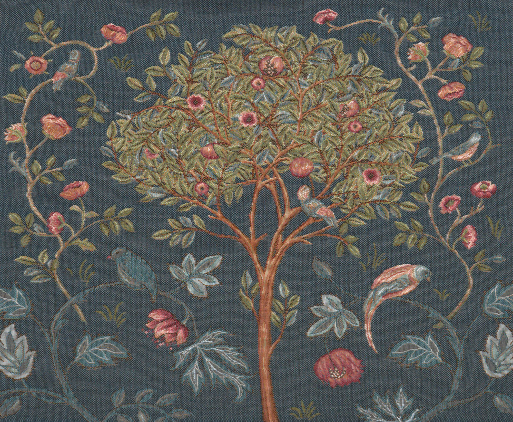 Kelmscott Tree Blue French Tapestry Pillow Cover 19x19 inch Cotton Jacquard Woven Cushion Cover