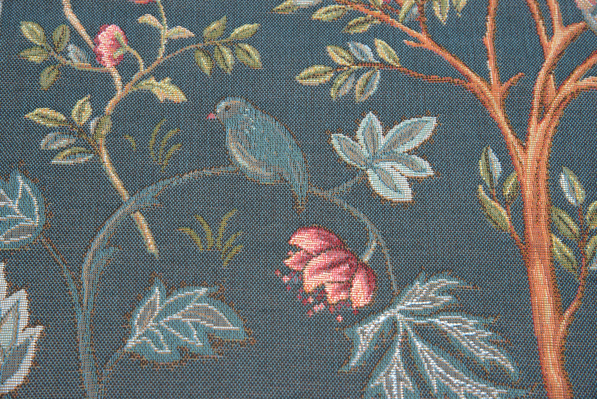 Kelmscott Tree Blue French Tapestry Pillow Cover 19x19 inch Cotton Jacquard Woven Cushion Cover