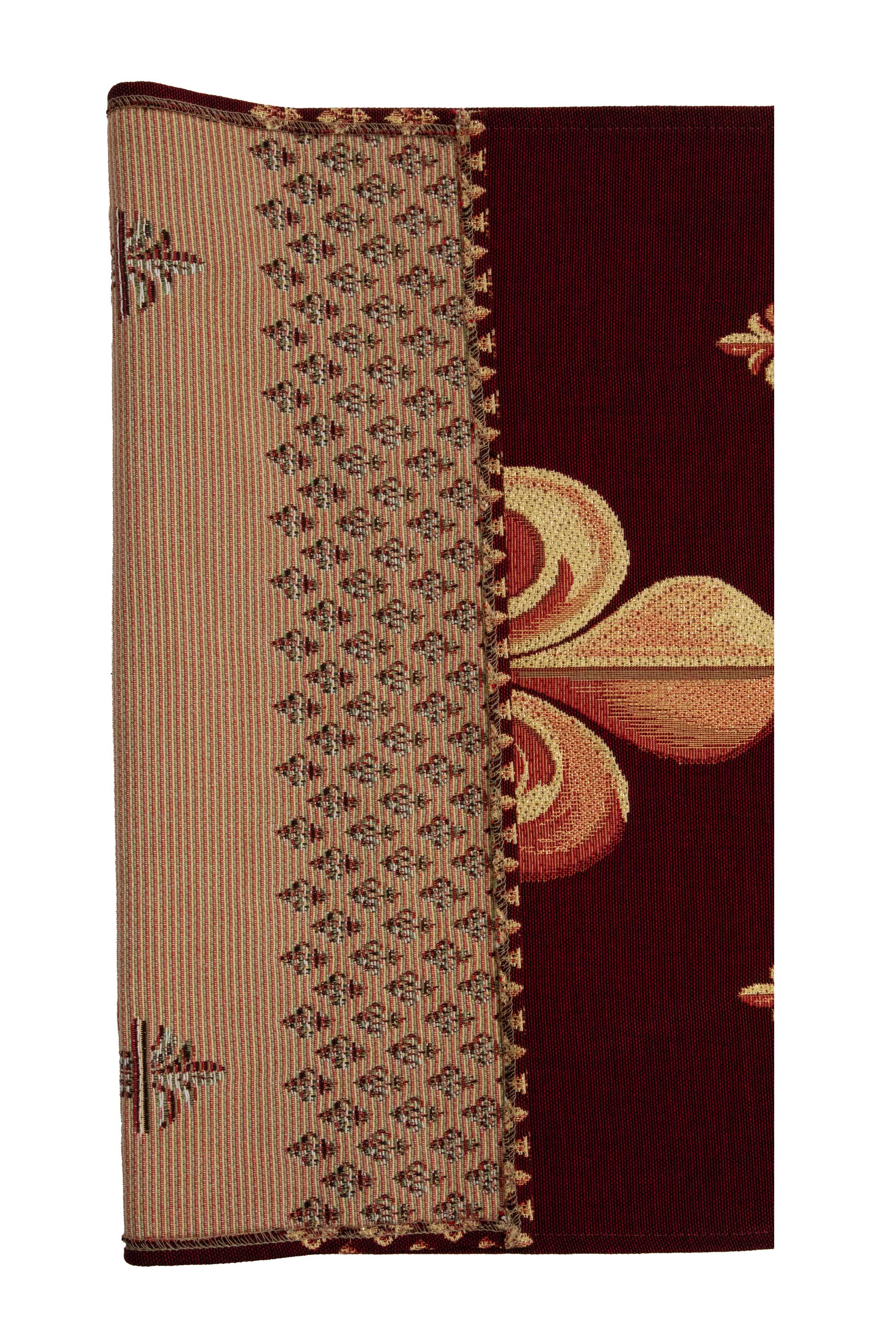 Royal Fleur de Lys Red French Jacquard Woven Table Runner 68x18 Inch European Decor