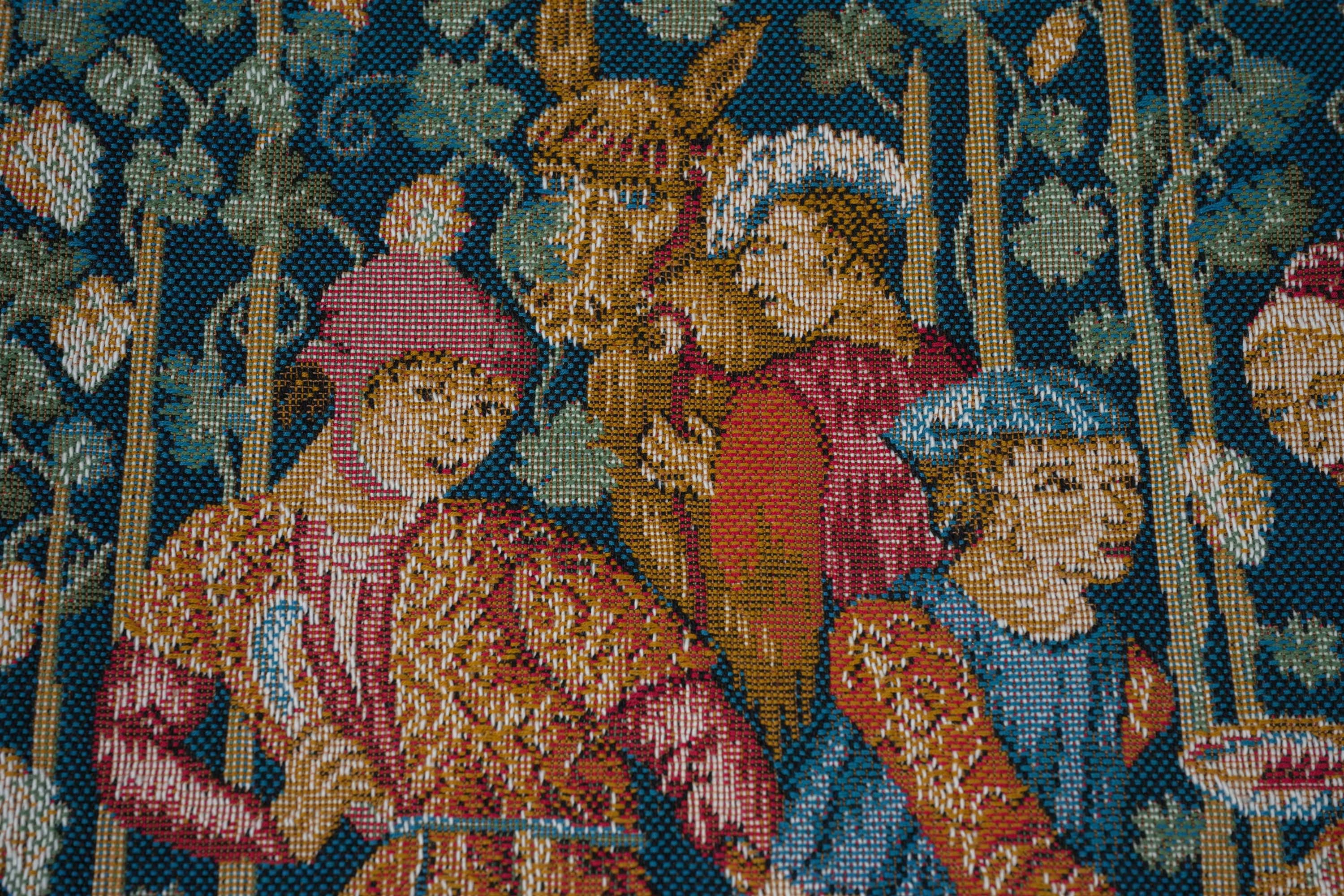 Medieval Wine Making Small Tapestry Pillow Cover 14x14 Inch Cotton Jacquard Woven Cushion Cover