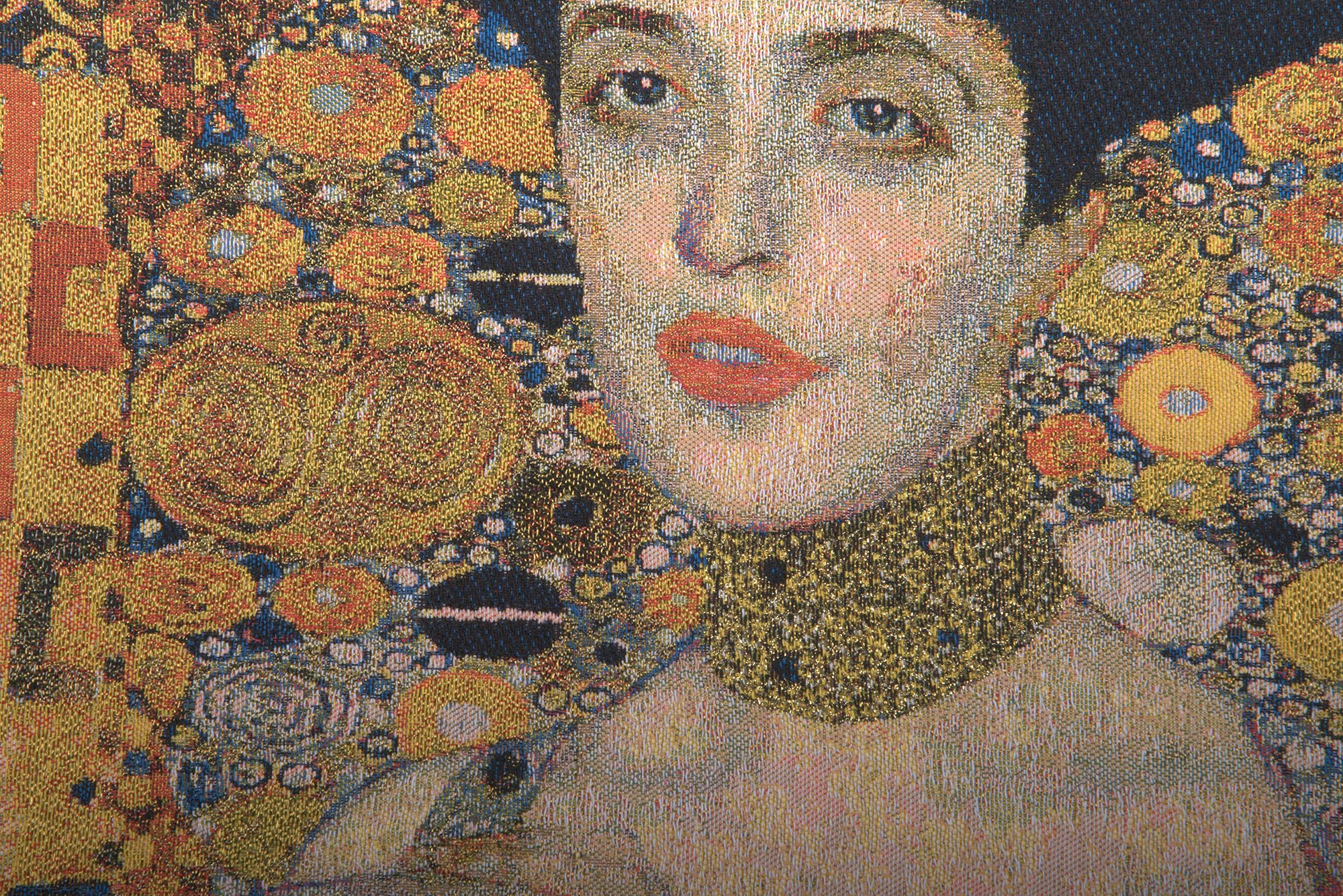 Gustav Klimt Lady in Gold Tapestry Pillow Cover 18x18 Inch Cotton Jacquard Woven Cushion Cover