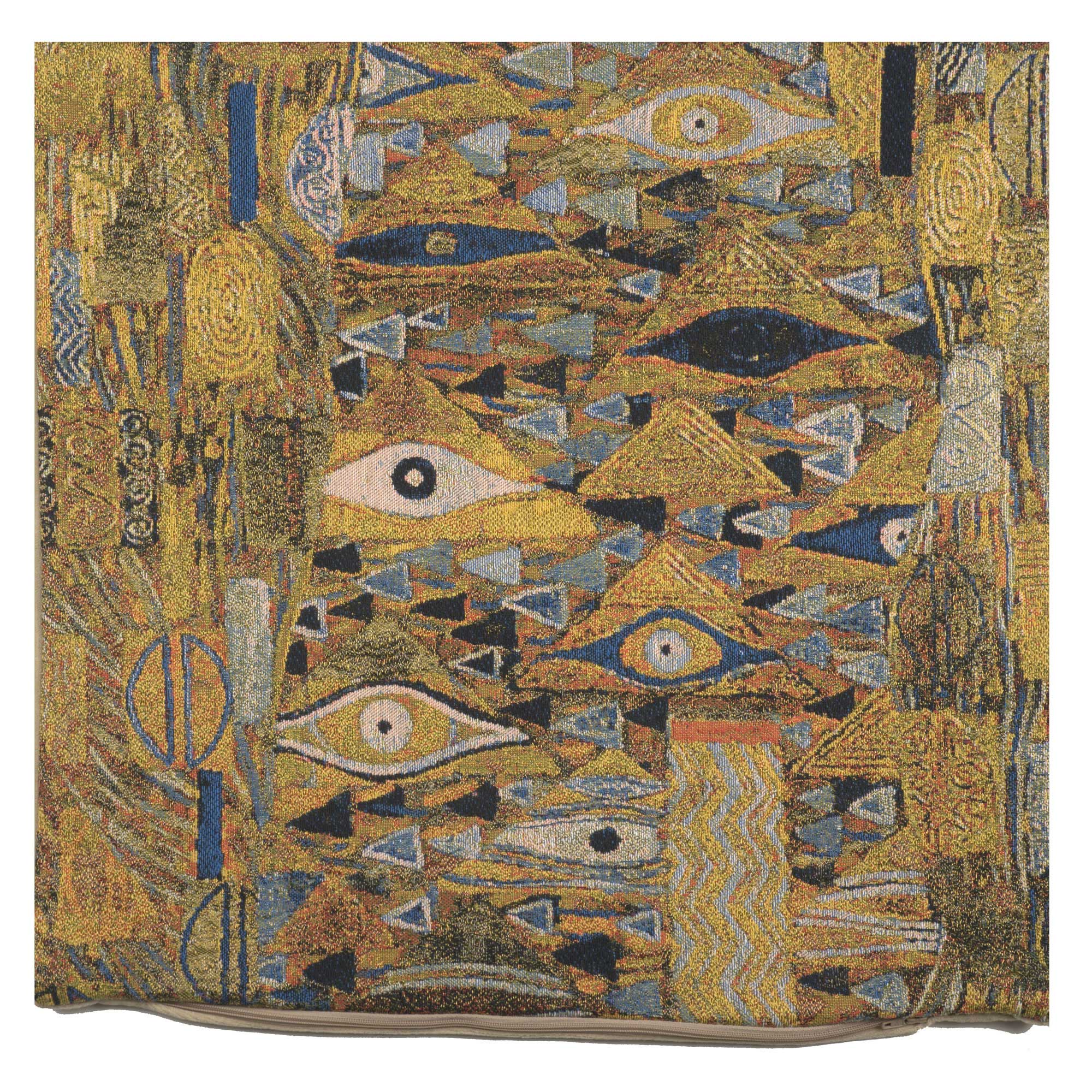Gustav Klimt Patchwork Tapestry Pillow Cover 18x18 Inch Cotton Jacquard Woven Cushion Cover