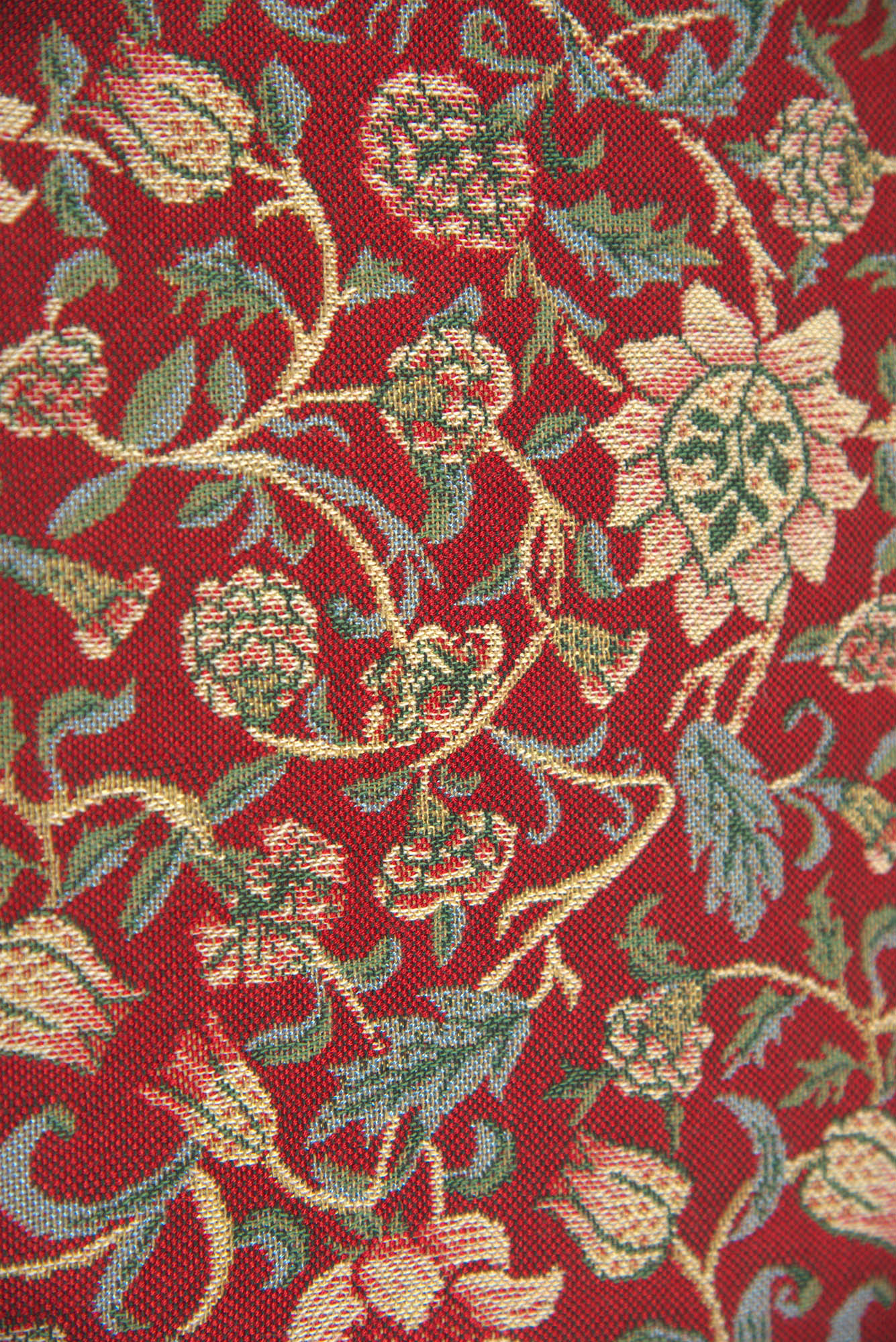 Fleur De Morris Red Belgian Table Runner | Close Up 2