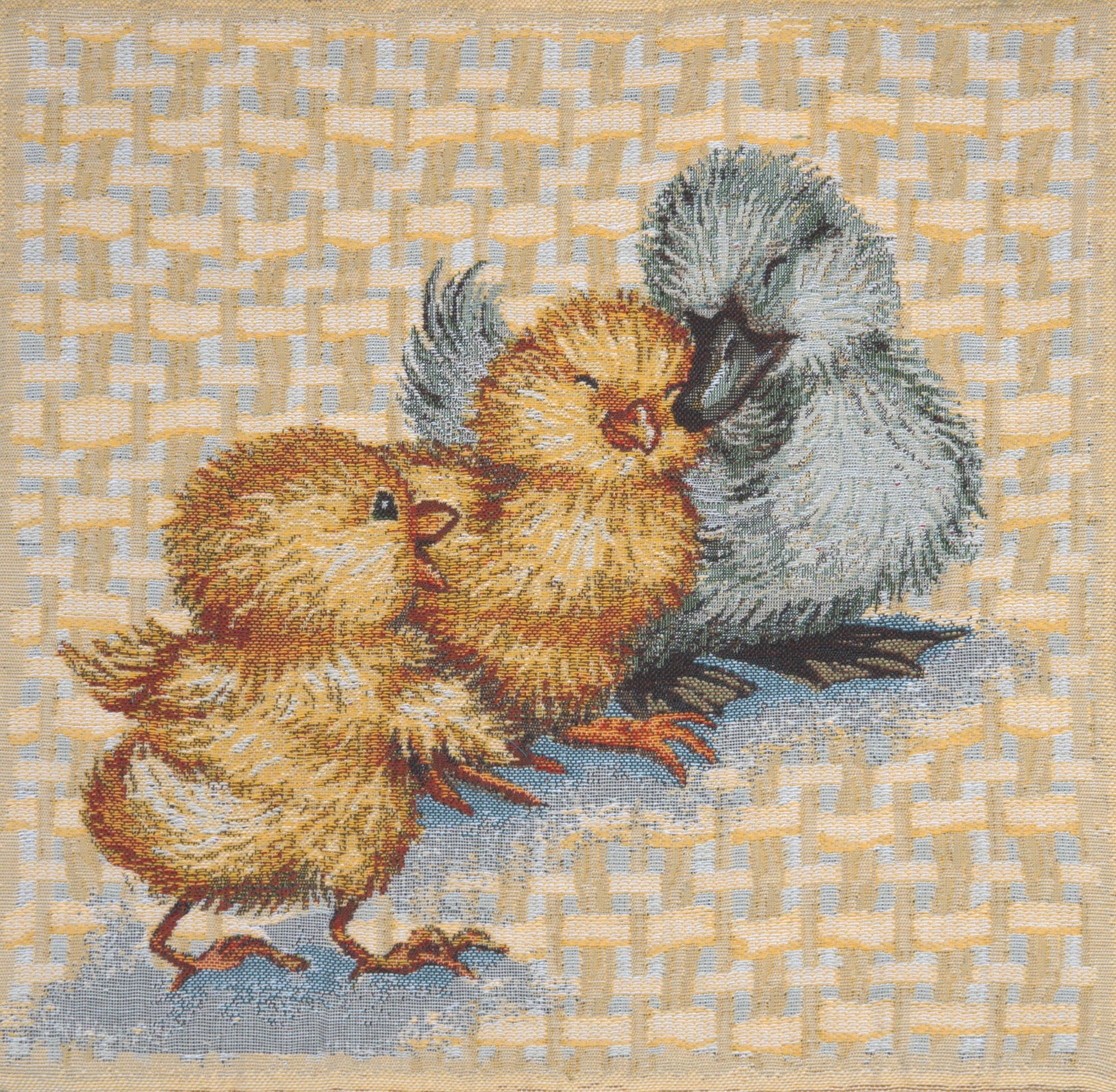 Easter Duck II Belgian Tapestry Pillow Cover 14x14 Inch Cotton Jacquard Woven Cushion Cover