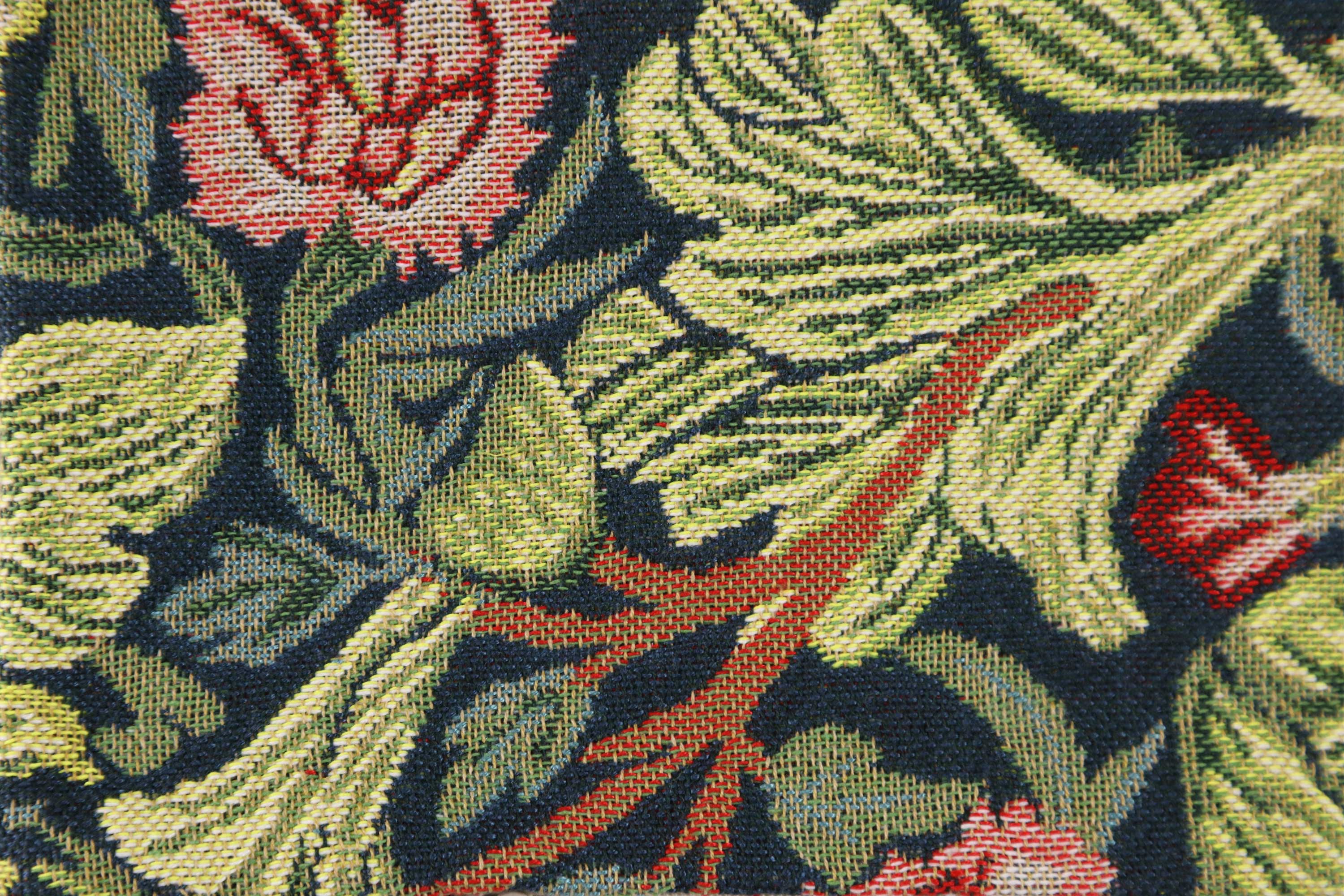 Green Leicester Belgian Tapestry Pillow Cover 16x16 inch Cotton Jacquard Woven Cushion Cover