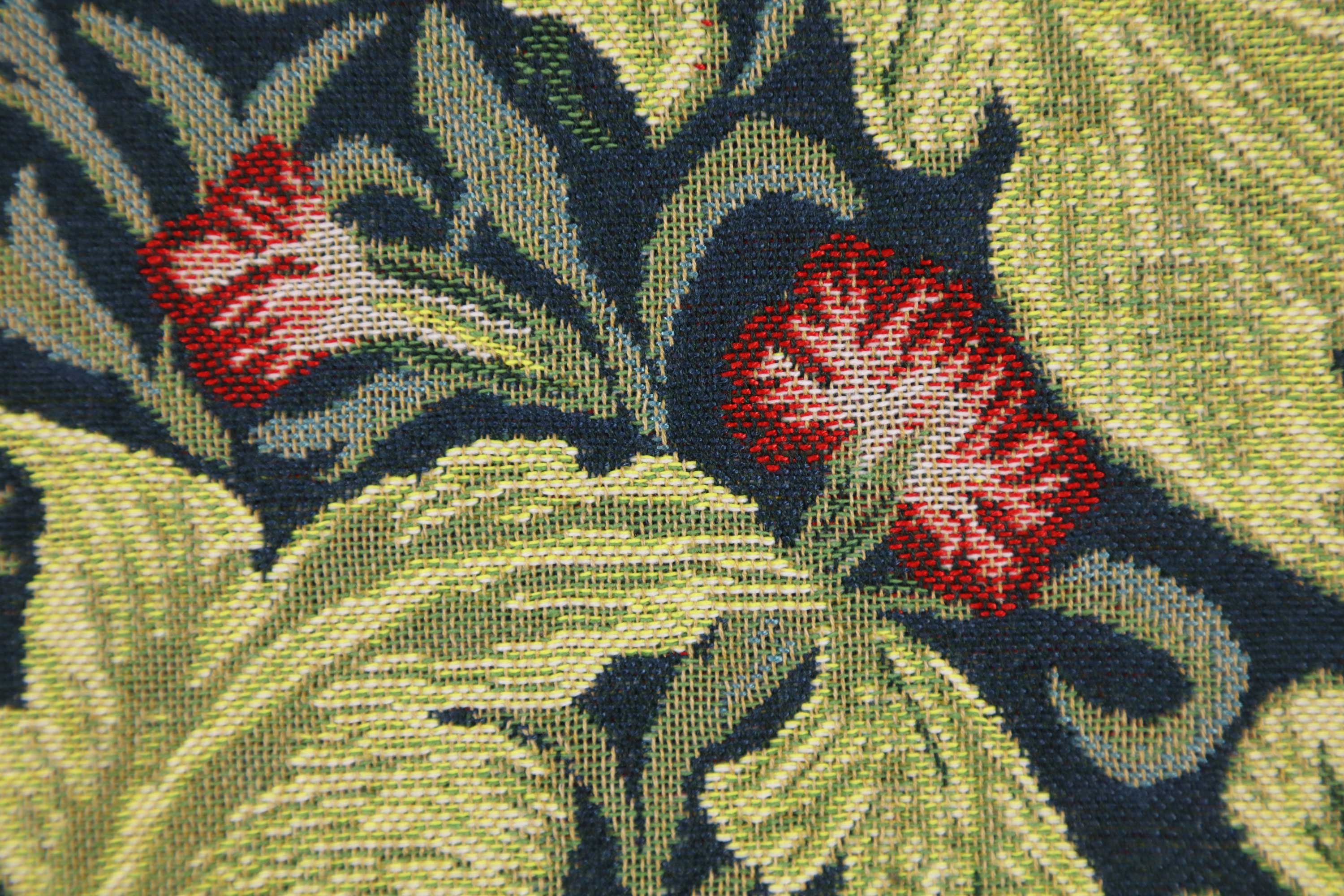 Green Leicester Belgian Tapestry Pillow Cover 16x16 inch Cotton Jacquard Woven Cushion Cover