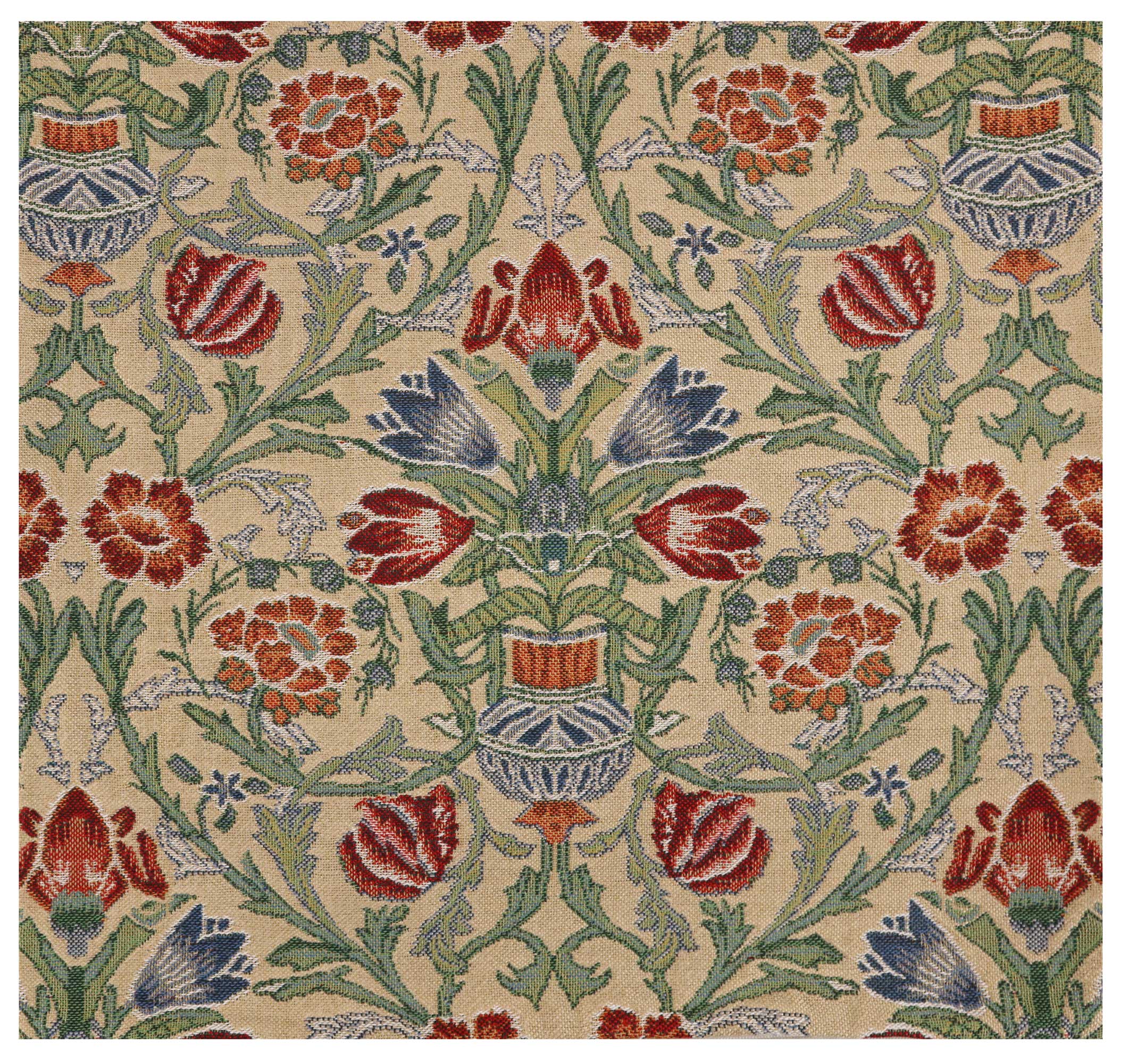 Single Stem Belgian Tapestry Pillow Cover 16x16 inch Cotton Jacquard Woven Cushion Cover