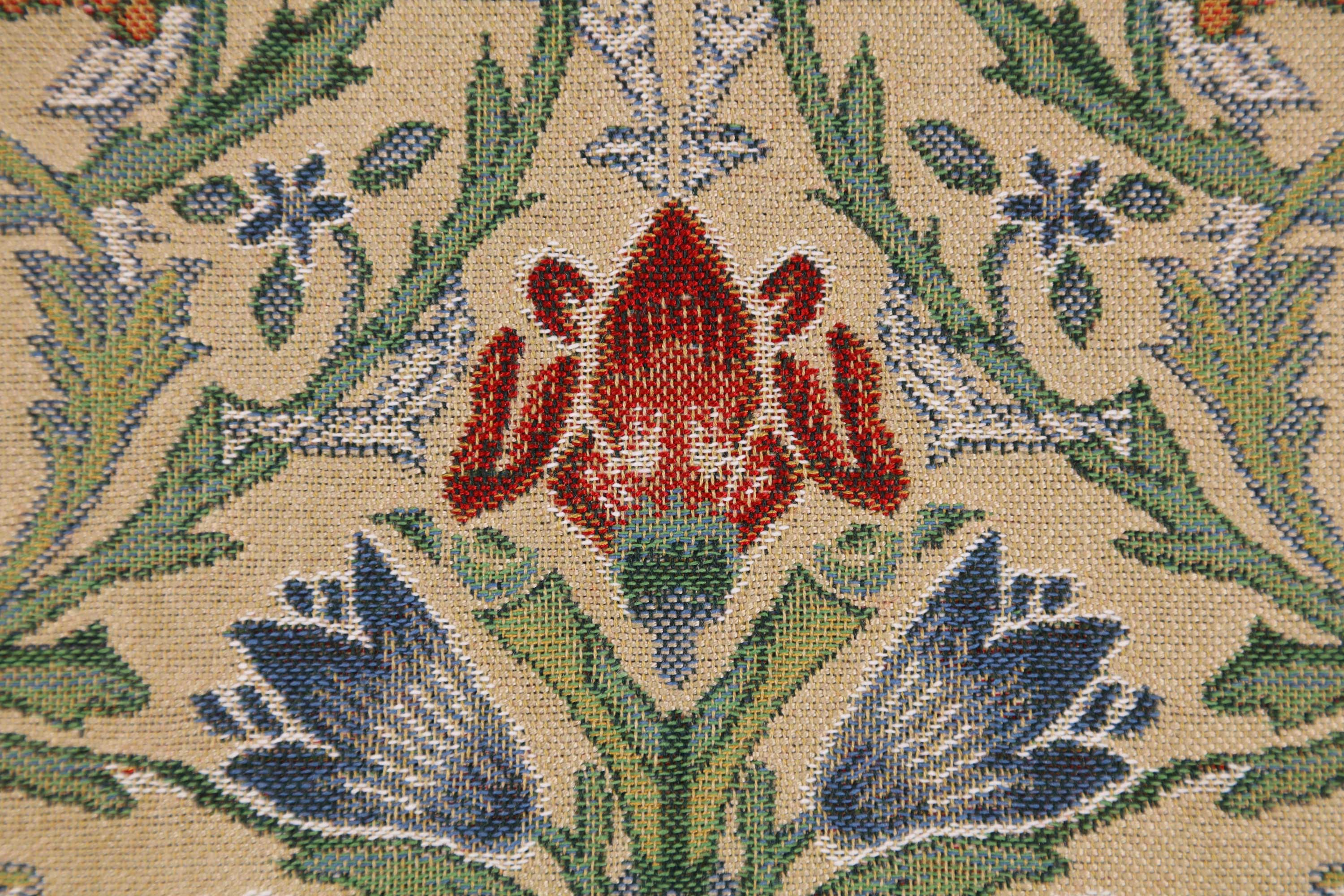 Single Stem Belgian Tapestry Pillow Cover 16x16 inch Cotton Jacquard Woven Cushion Cover