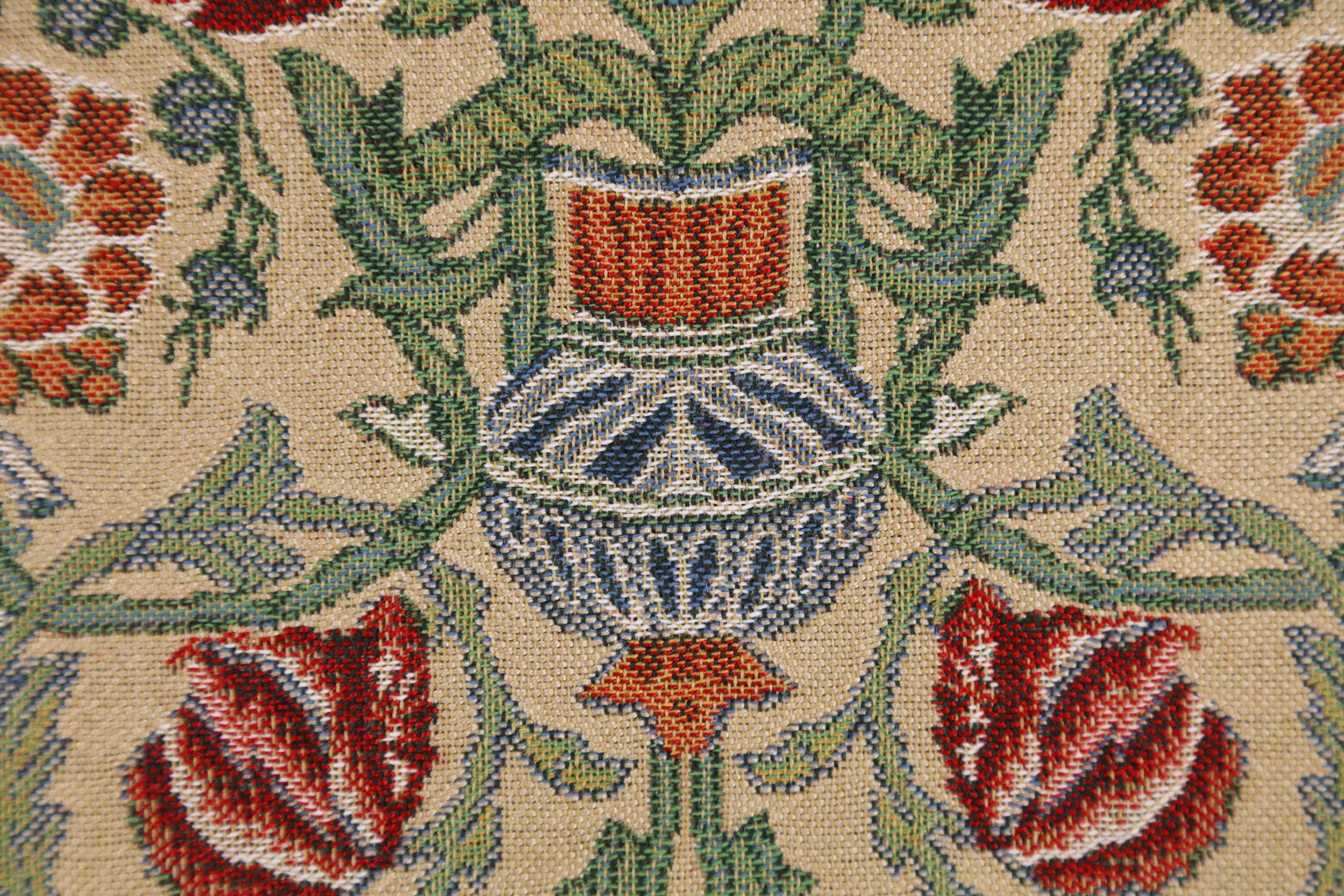 Single Stem Belgian Tapestry Pillow Cover 16x16 inch Cotton Jacquard Woven Cushion Cover