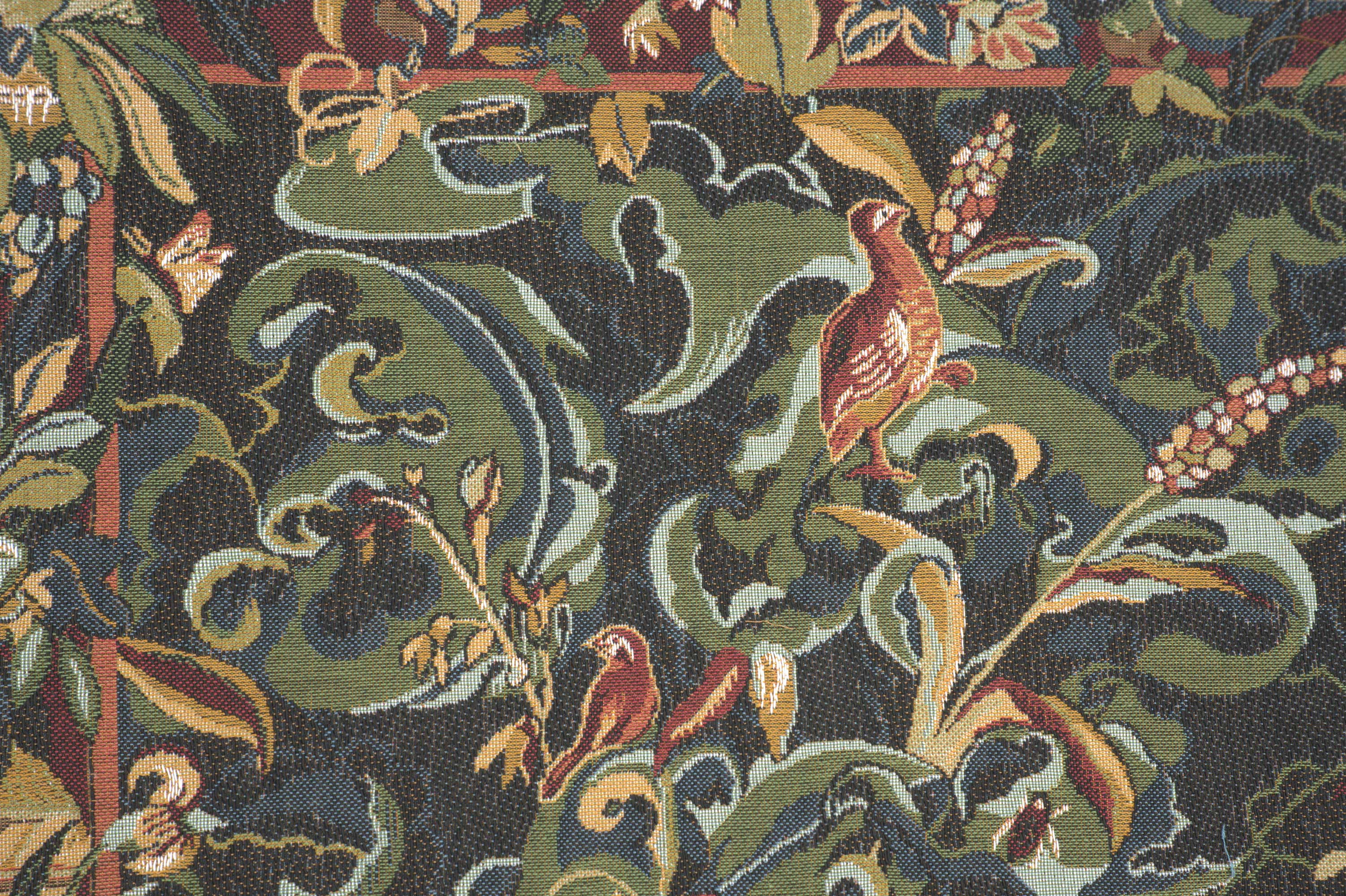 Anne Leurent Animals with Aristoloches Green Tapestry Pillow Cover 19x19 Inch Cotton Jacquard Woven Cushion Cover