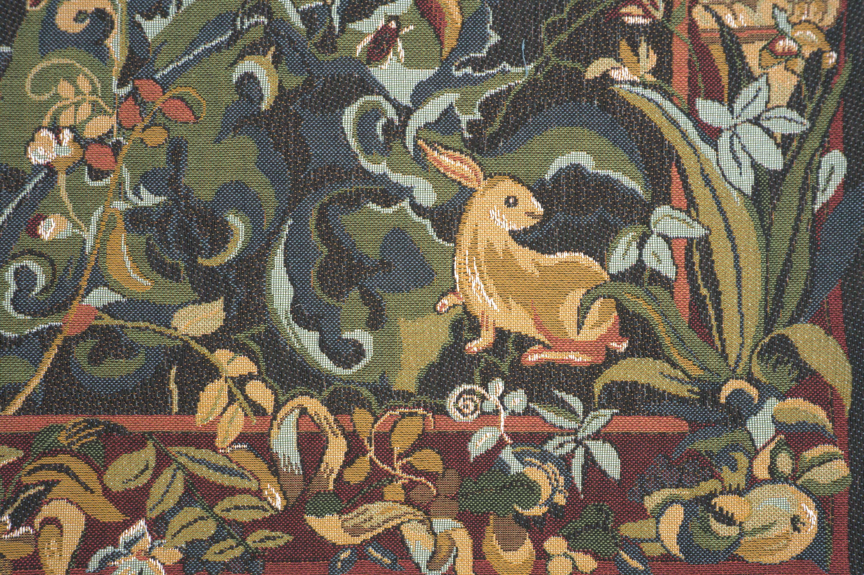 Anne Leurent Animals with Aristoloches Green Tapestry Pillow Cover 19x19 Inch Cotton Jacquard Woven Cushion Cover