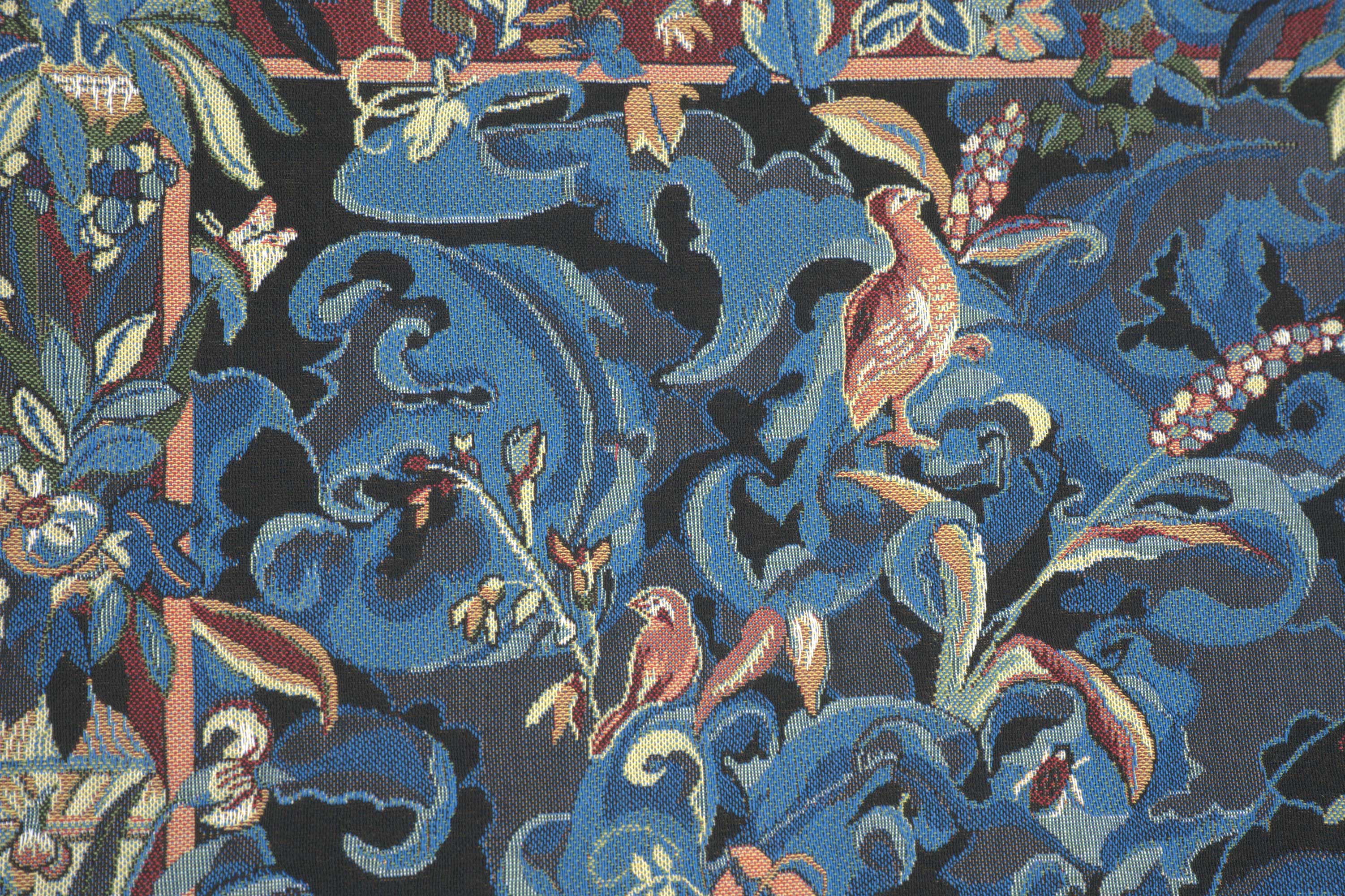 Anne Leurent Animals with Aristoloches Blue Tapestry Pillow Cover 19x19 Inch Cotton Jacquard Woven Cushion Cover