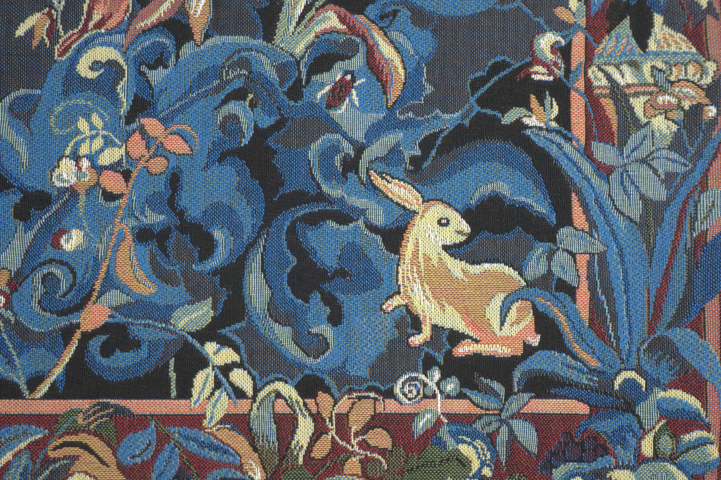 Anne Leurent Animals with Aristoloches Blue Tapestry Pillow Cover 19x19 Inch Cotton Jacquard Woven Cushion Cover