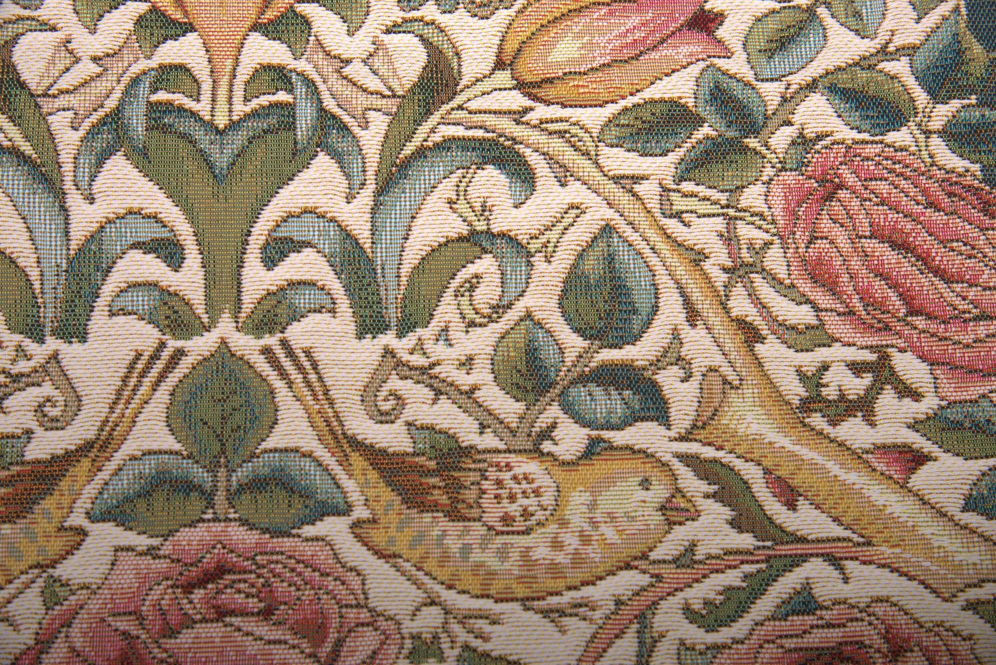 Roses and Birds White French Tapestry Pillow Cover 19x19 inch Cotton Jacquard Woven Cushion Cover