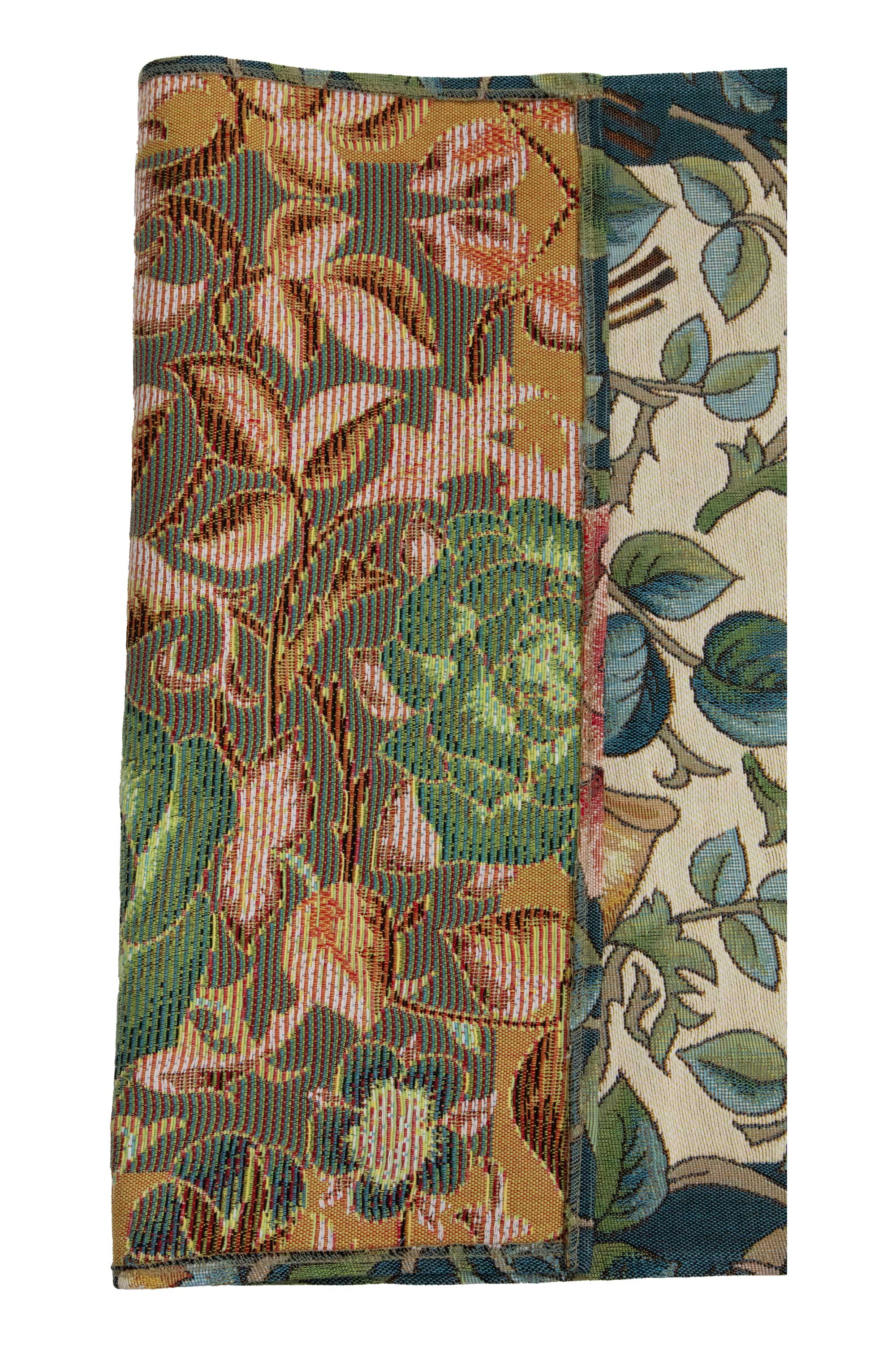 Roses and Birds II White French Jacquard Woven Table Runner 70x19 Inch Botanical Decor