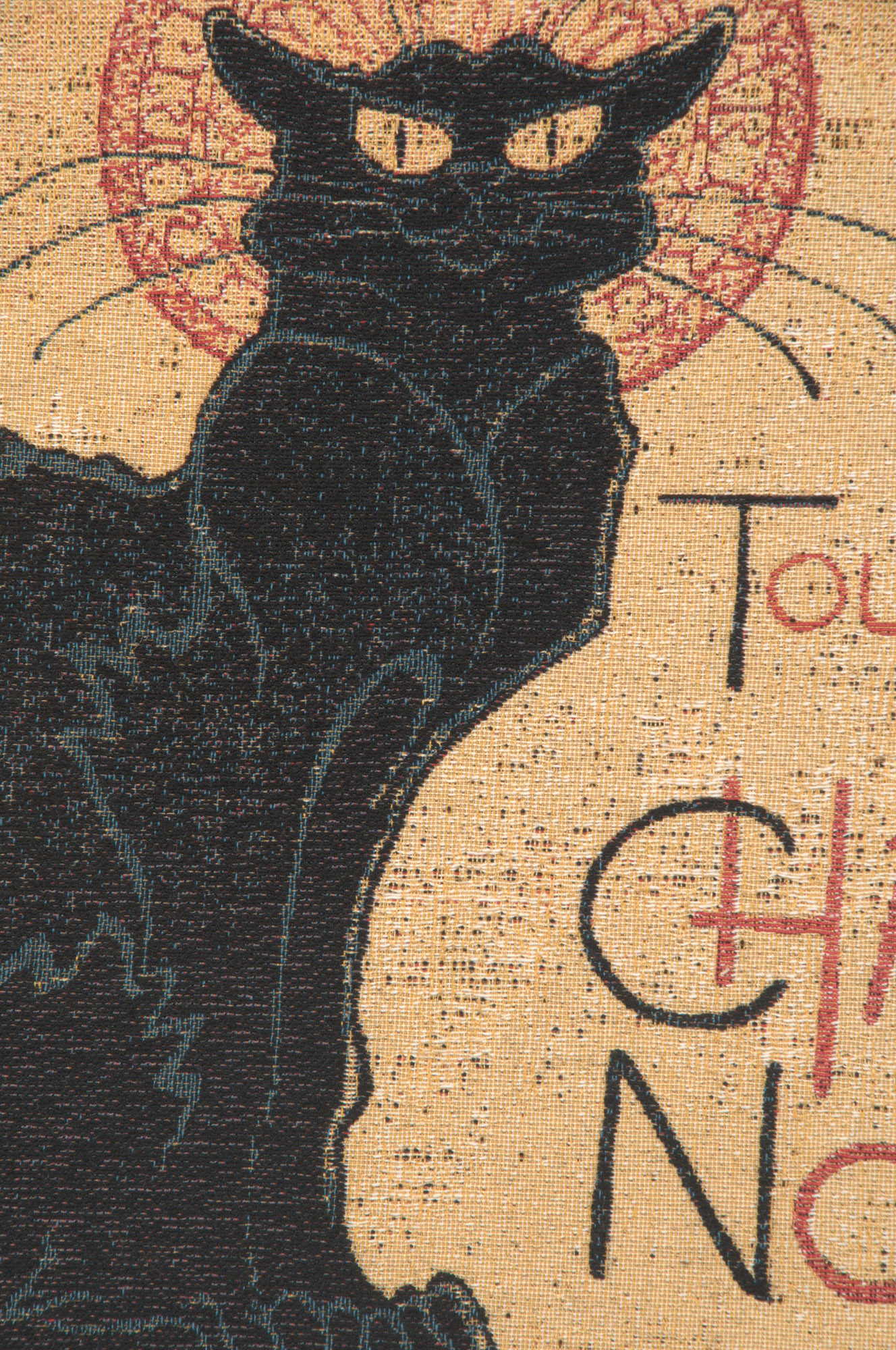Black Cat Belgian Tapestry Pillow Cover 14x14 Inch Cotton Jacquard Woven Cushion Cover