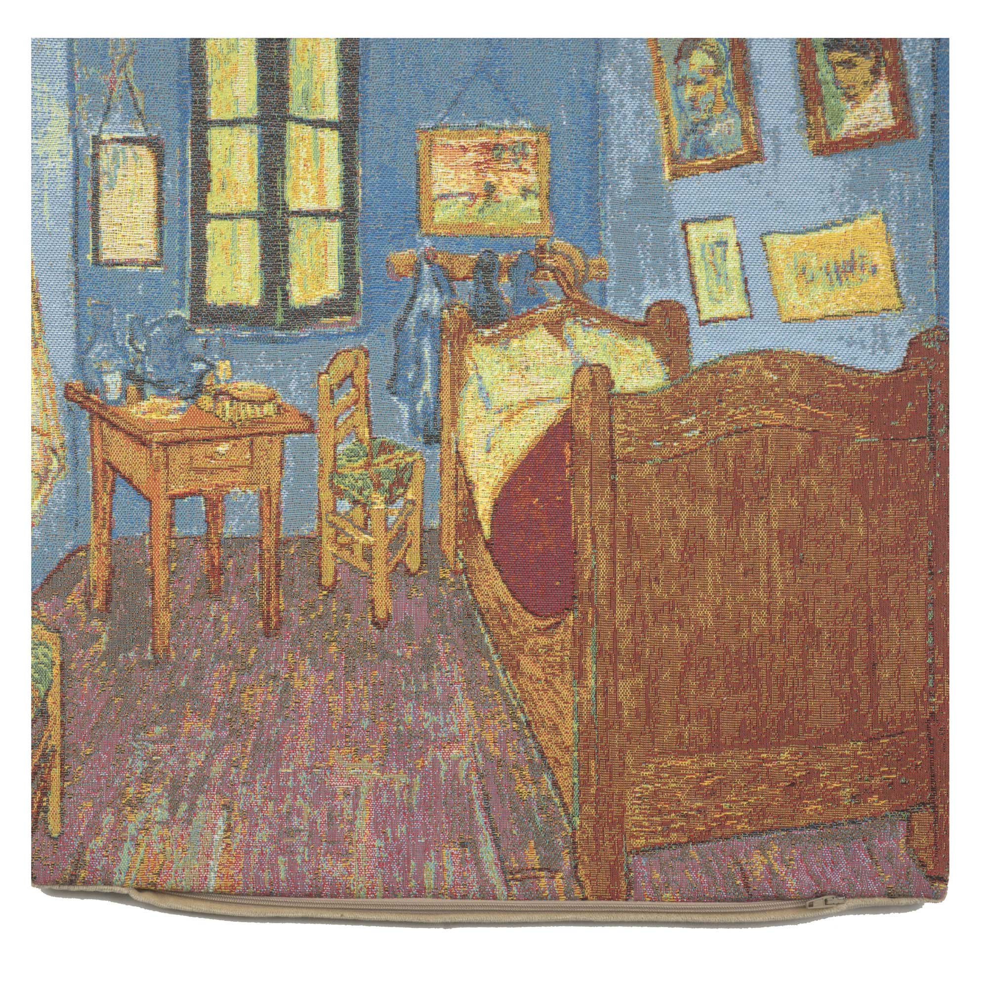 Van Gogh Chambre Belgian Tapestry Pillow Cover 18x18 Inch Cotton Jacquard Woven Cushion Cover