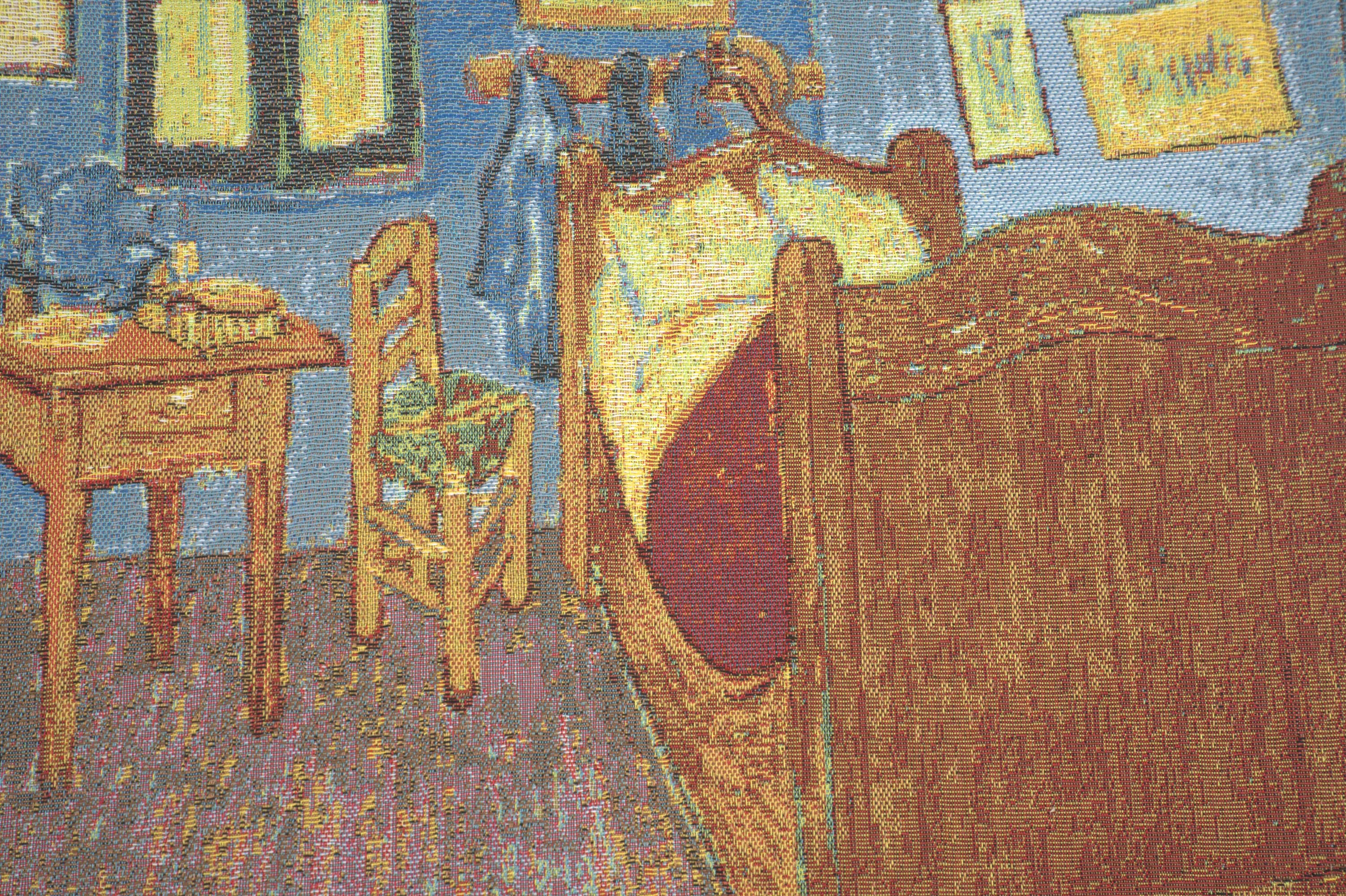 Van Gogh Chambre Belgian Tapestry Pillow Cover 18x18 Inch Cotton Jacquard Woven Cushion Cover