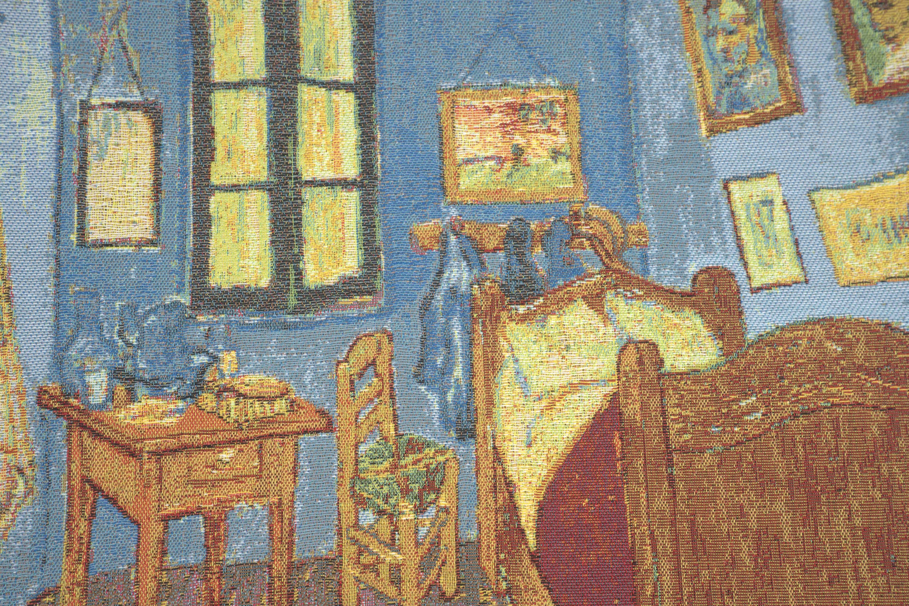 Van Gogh Chambre Belgian Tapestry Pillow Cover 18x18 Inch Cotton Jacquard Woven Cushion Cover