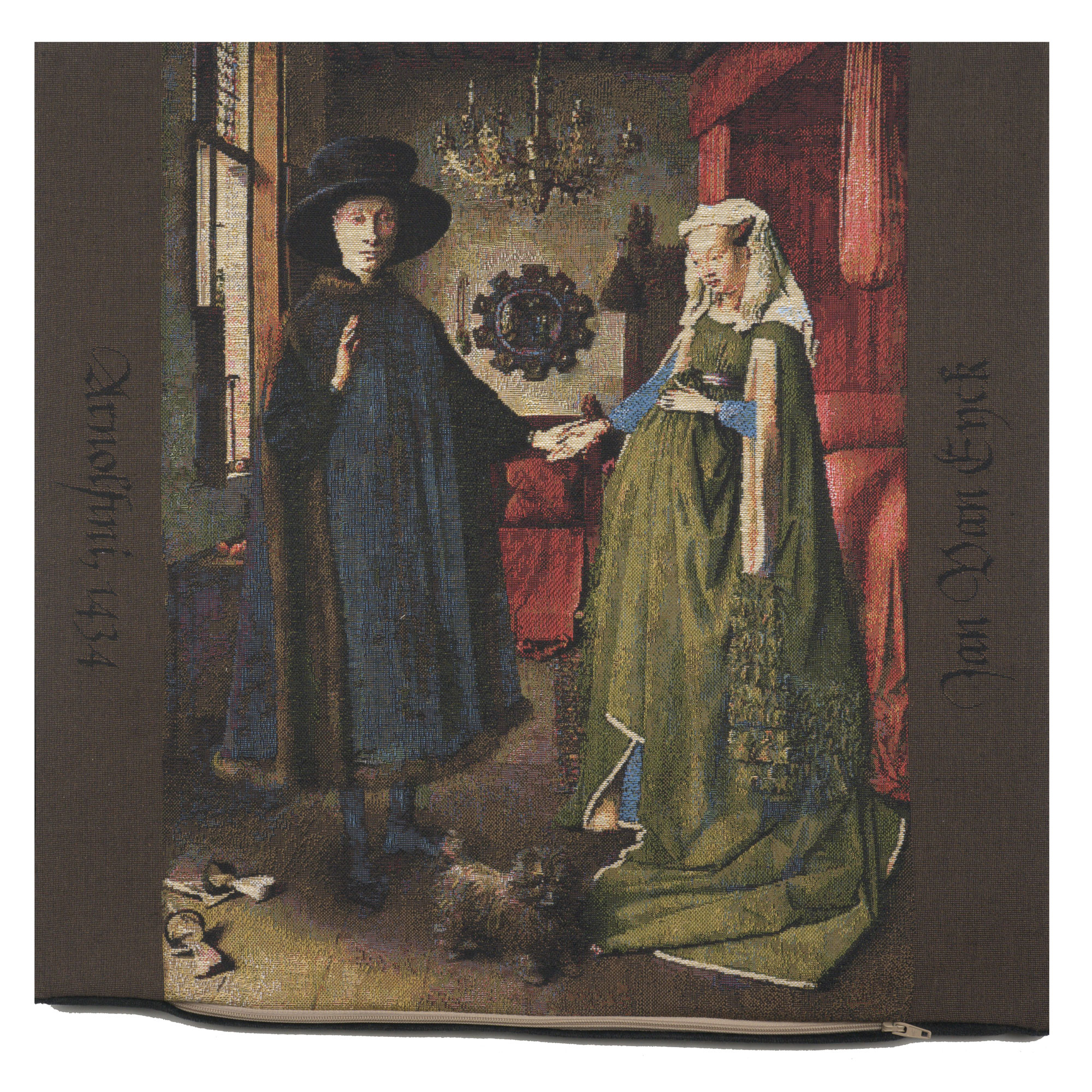 Jan and Hubert van Eyck Arnolfini Tapestry Pillow Cover 18x18 Inch Cotton Jacquard Woven Cushion Cover