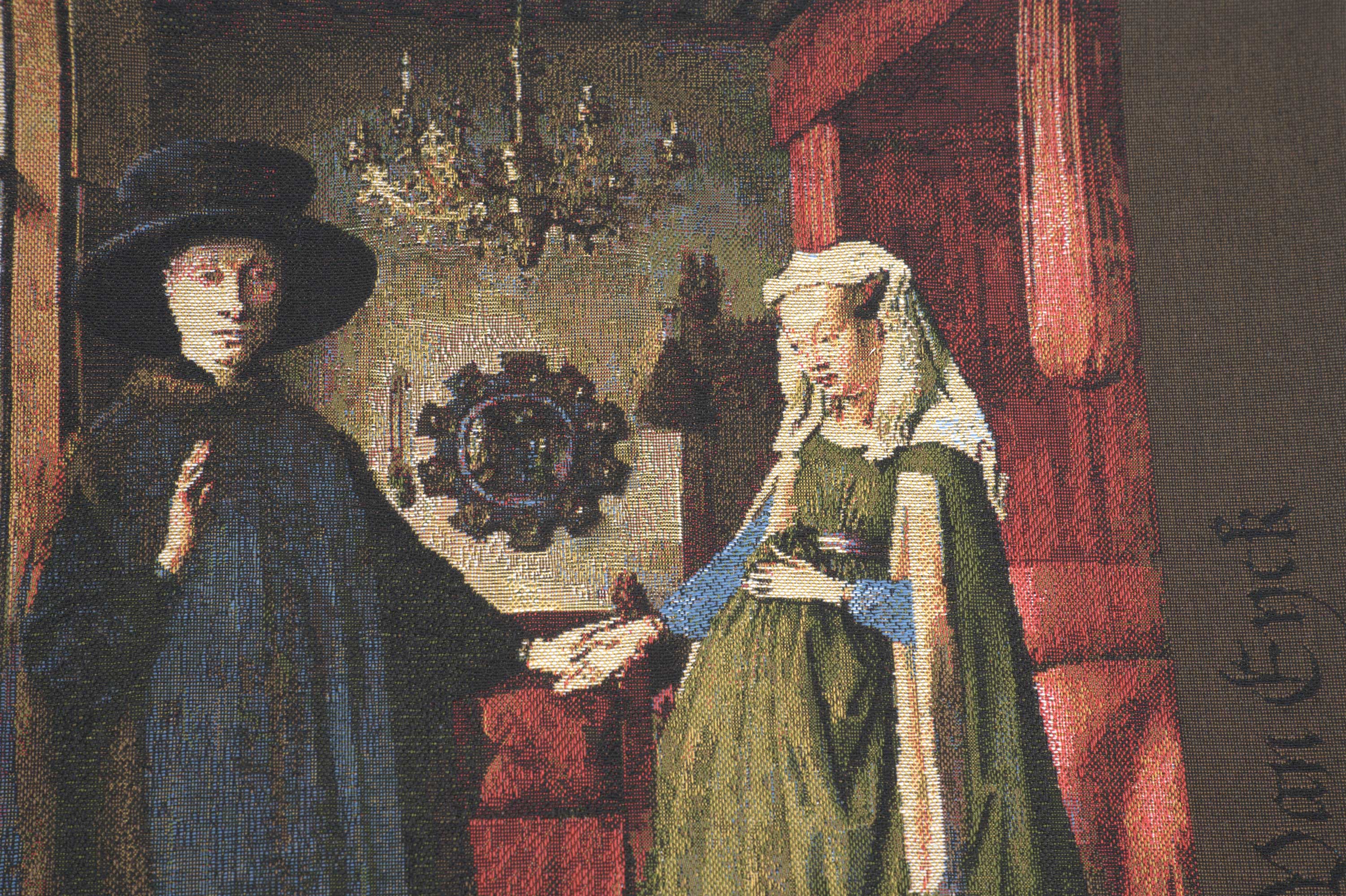 Jan and Hubert van Eyck Arnolfini Tapestry Pillow Cover 18x18 Inch Cotton Jacquard Woven Cushion Cover