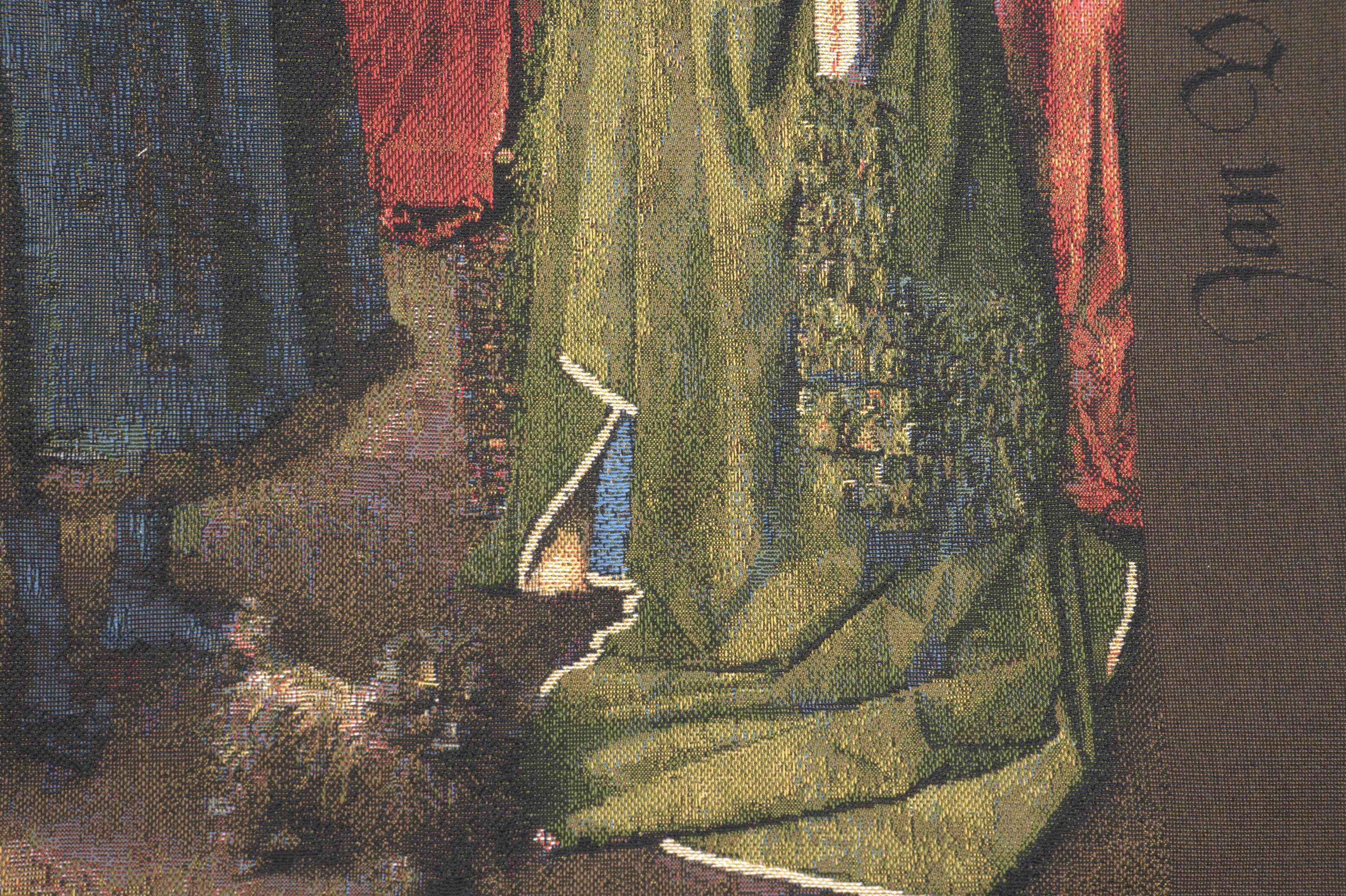 Jan and Hubert van Eyck Arnolfini Tapestry Pillow Cover 18x18 Inch Cotton Jacquard Woven Cushion Cover