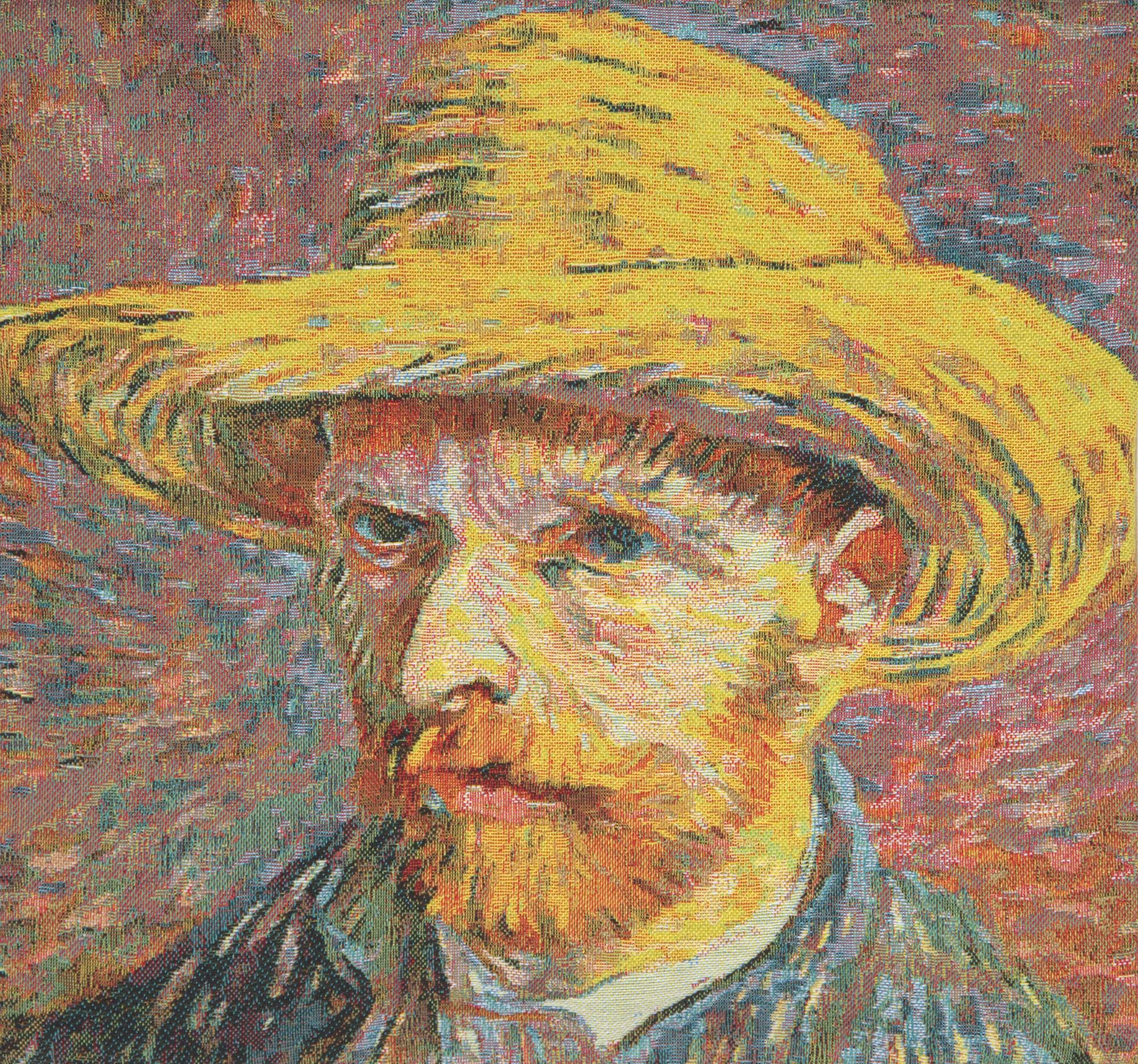 Van Gogh Portrait Belgian Tapestry Pillow Cover 14x14 Inch Cotton Jacquard Woven Cushion Cover