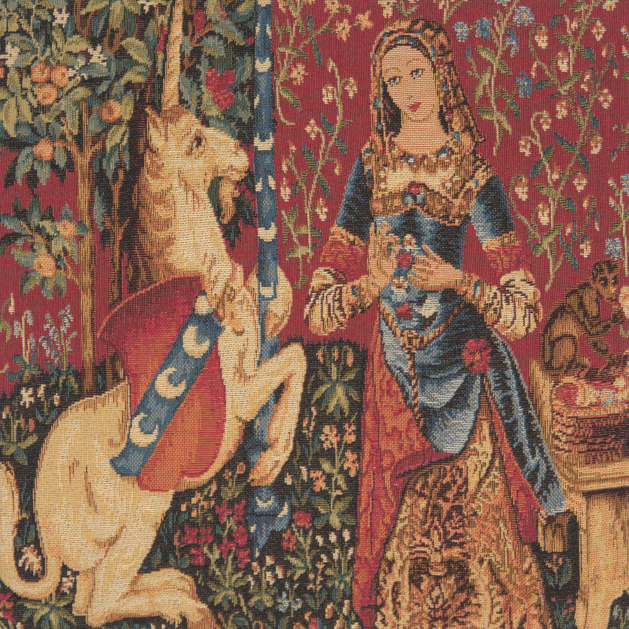 Medieval Smell Small Tapestry Pillow Cover 14x14 Inch Cotton Jacquard Woven Cushion Cover