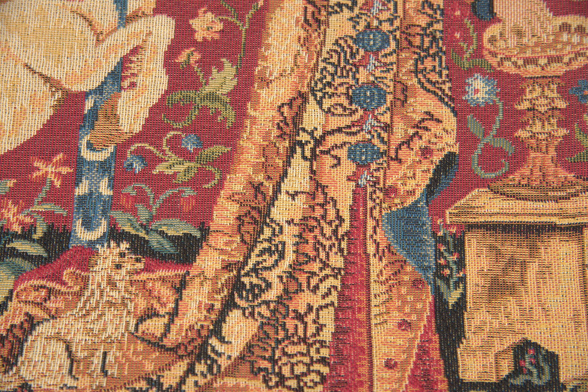 Medieval Taste Small Tapestry Pillow Cover 14x14 Inch Cotton Jacquard Woven Cushion Cover