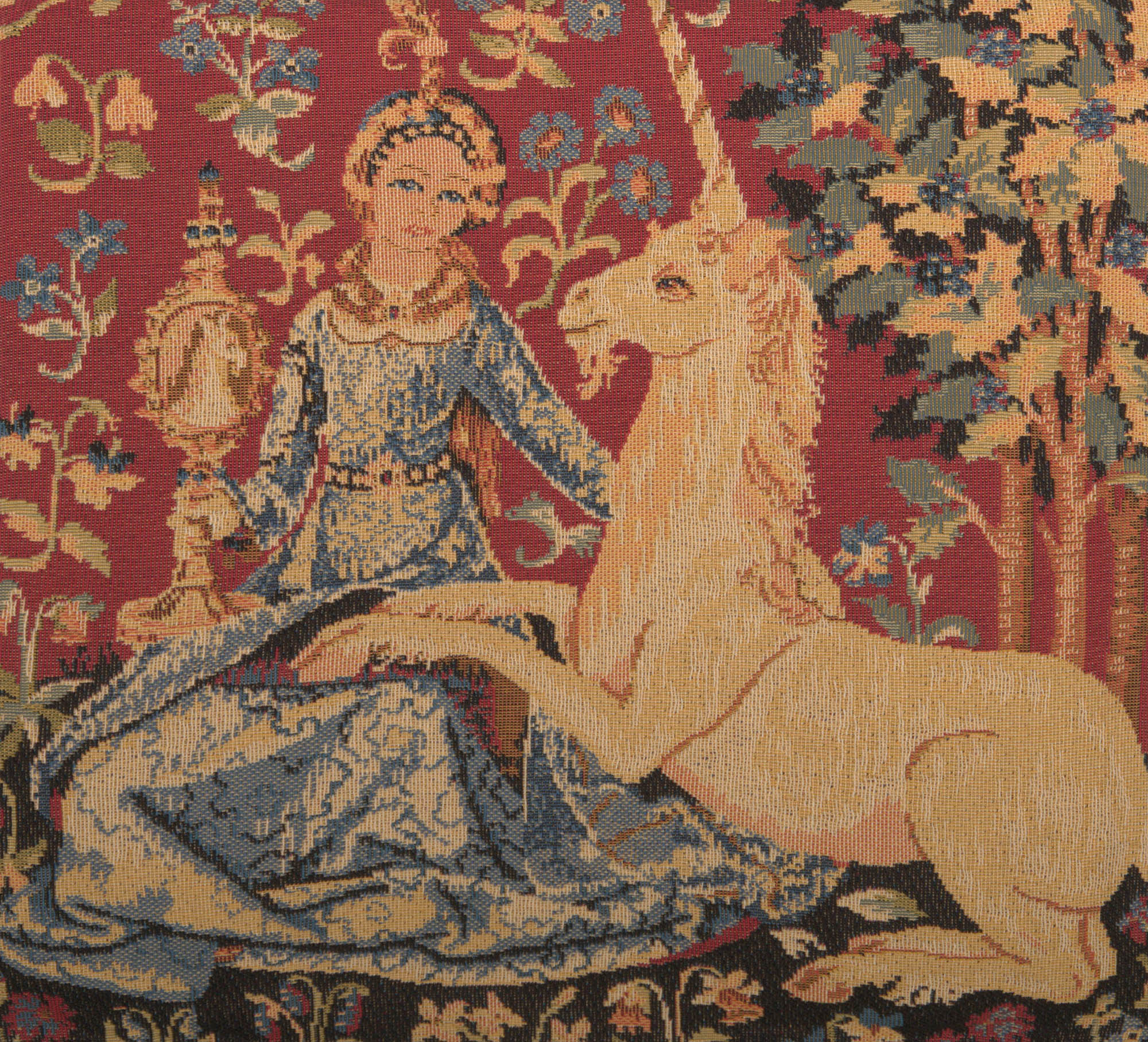 Medieval View Small Tapestry Pillow Cover 14x14 Inch Cotton Jacquard Woven Cushion Cover