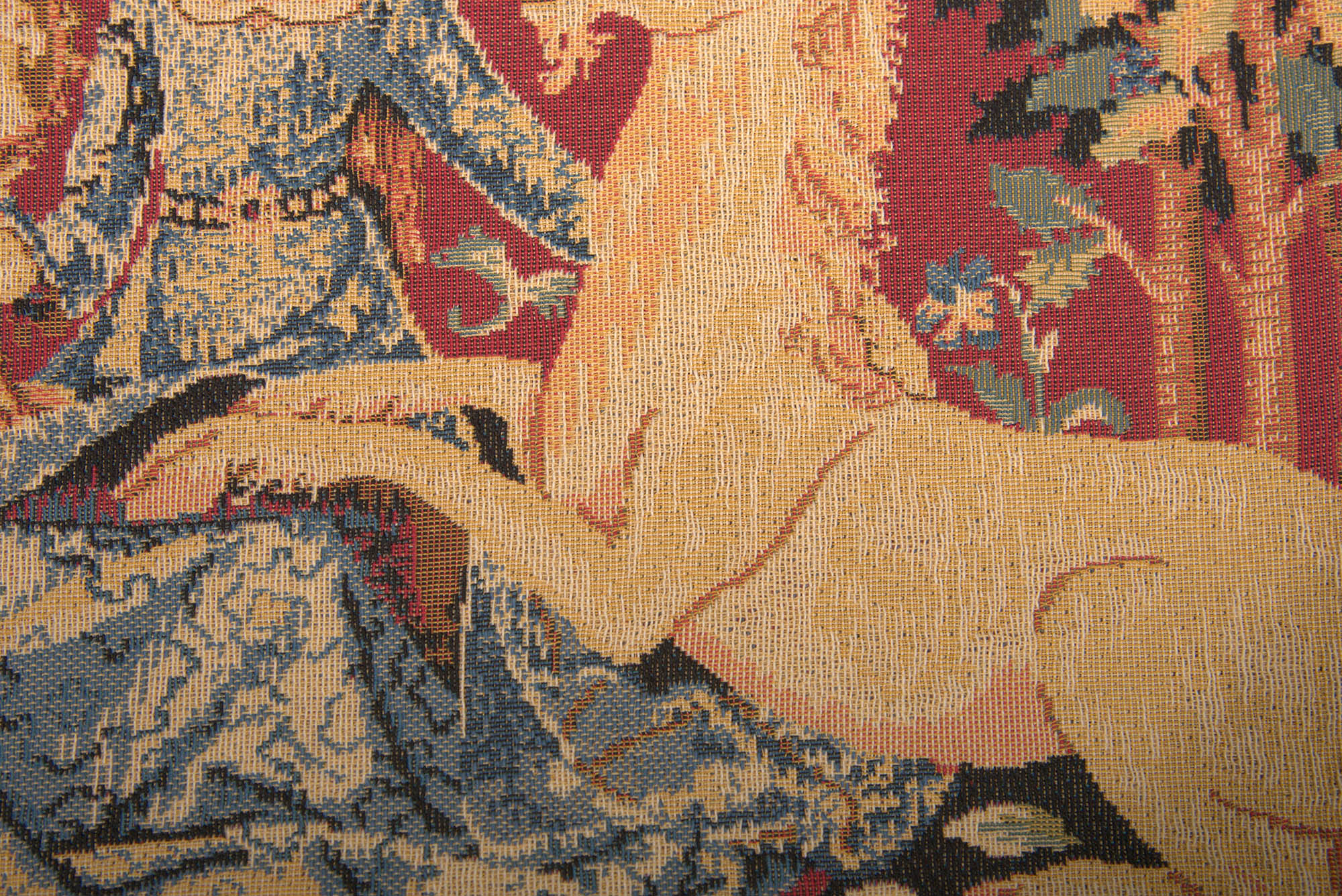 Medieval View Small Tapestry Pillow Cover 14x14 Inch Cotton Jacquard Woven Cushion Cover