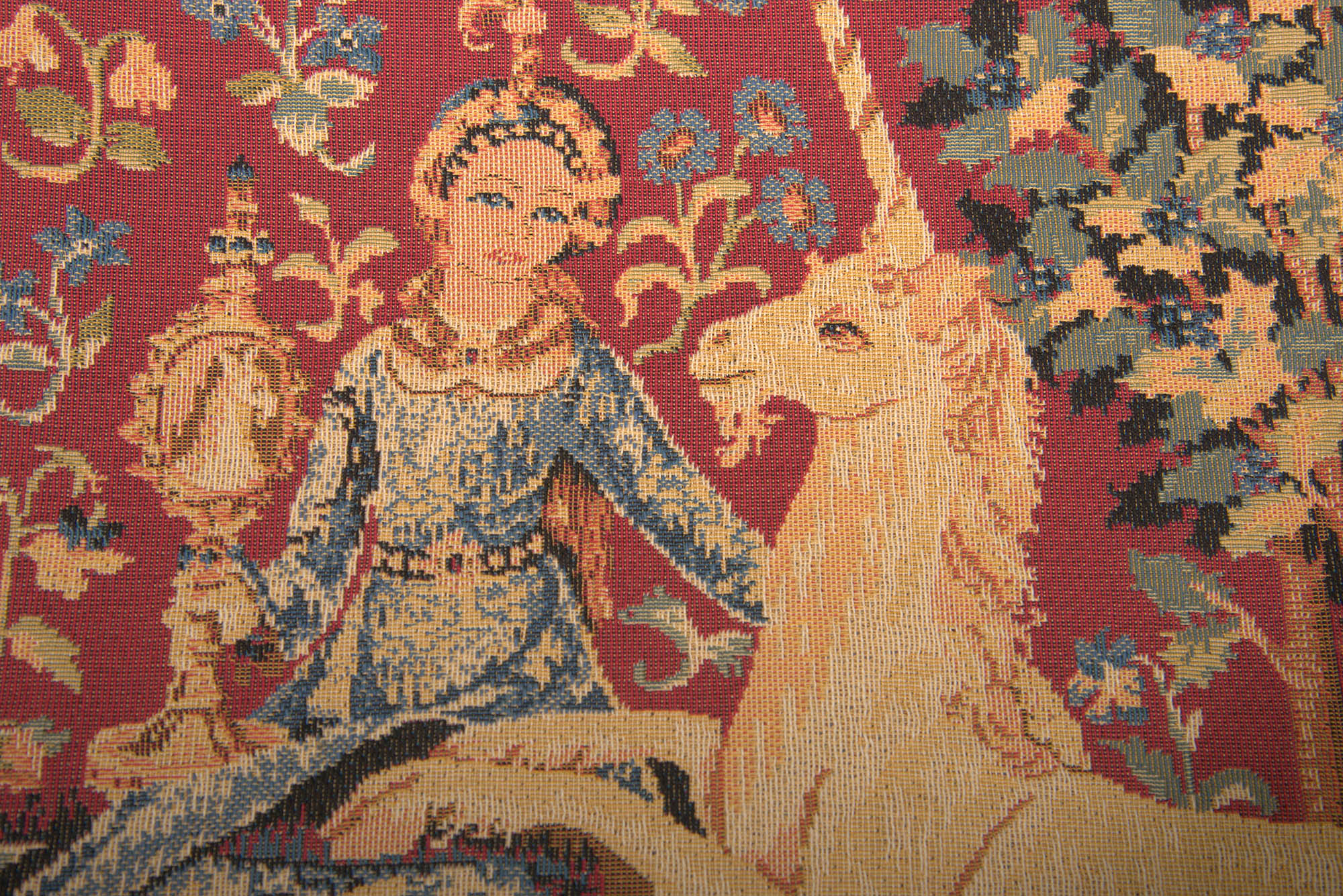 Medieval View Small Tapestry Pillow Cover 14x14 Inch Cotton Jacquard Woven Cushion Cover