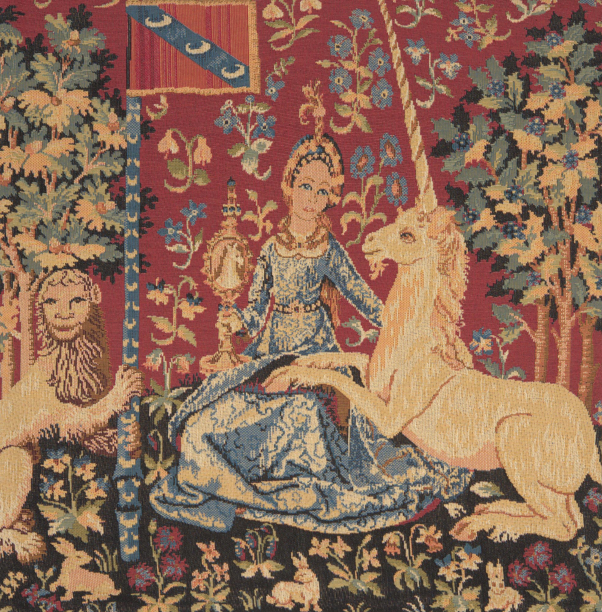Medieval View Large Tapestry Pillow Cover 18x18 Inch Cotton Jacquard Woven Cushion Cover