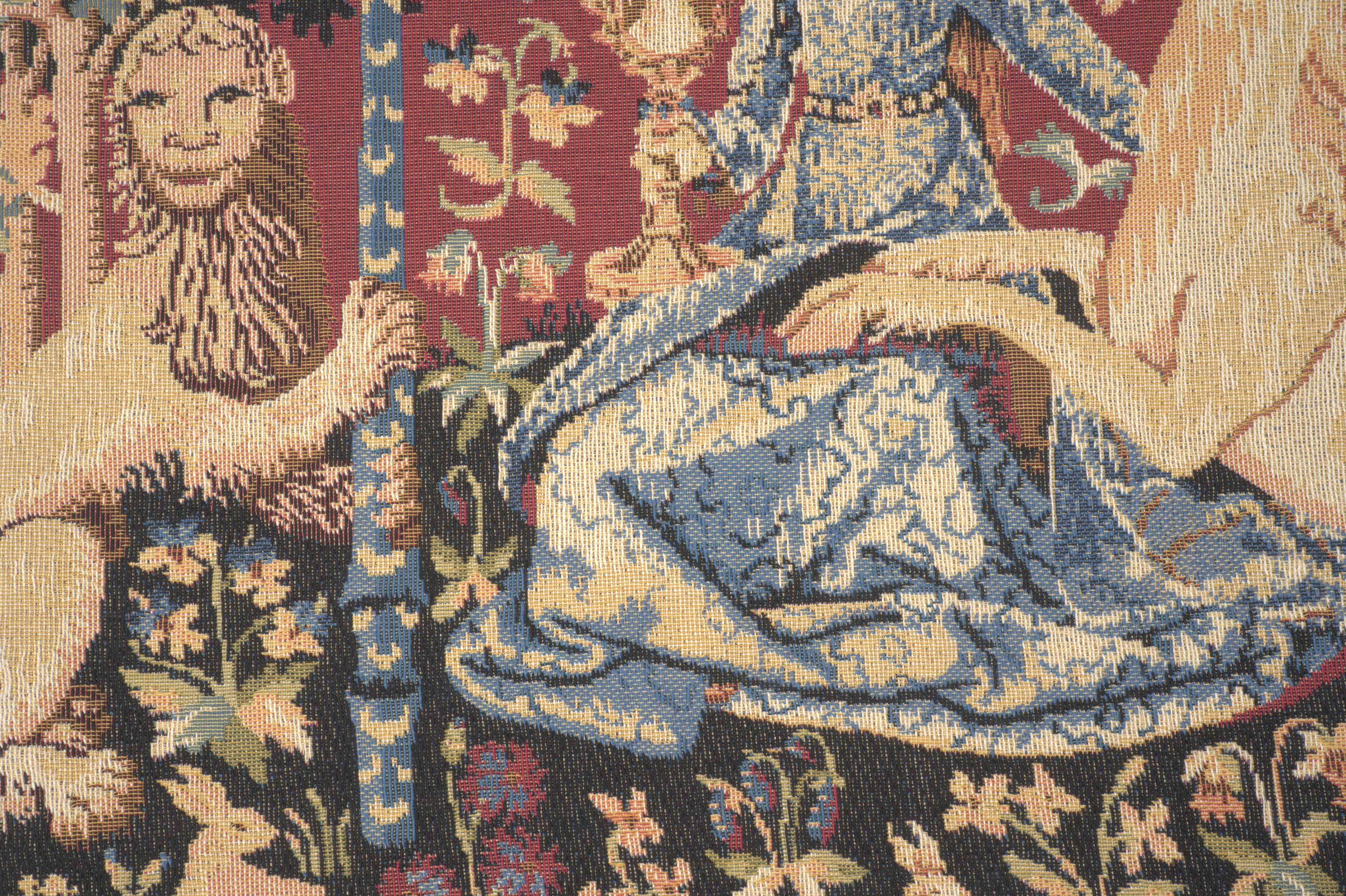 Medieval View Large Tapestry Pillow Cover 18x18 Inch Cotton Jacquard Woven Cushion Cover
