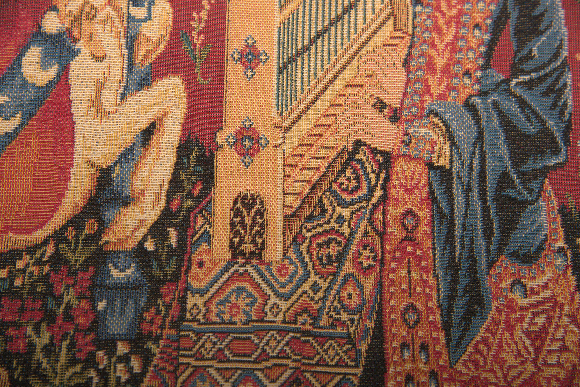 Medieval Hearing Small Tapestry Pillow Cover 14x14 Inch Cotton Jacquard Woven Cushion Cover